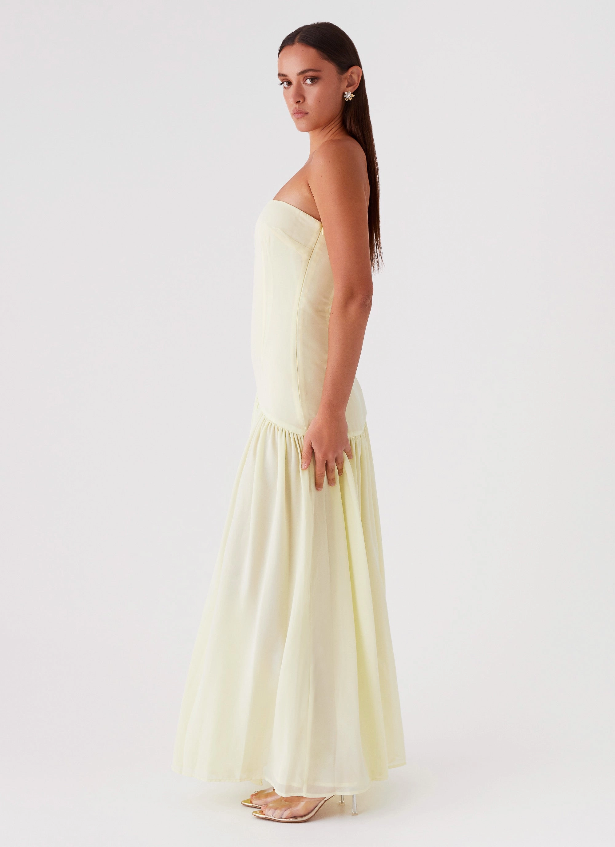 Eden Strapless Maxi Dress - Yellow Oversized Jacket