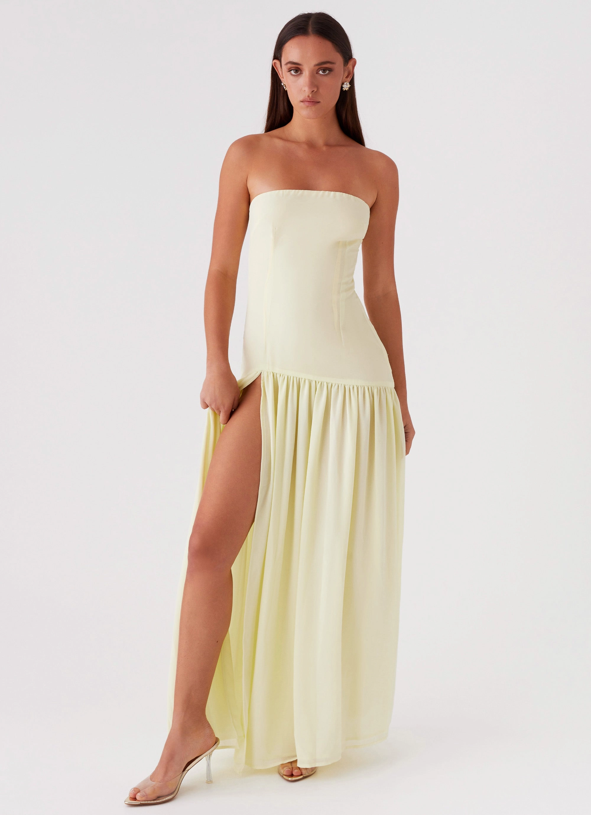 Eden Strapless Maxi Dress - Yellow Contemporary Jacket Cozy Winter Layer