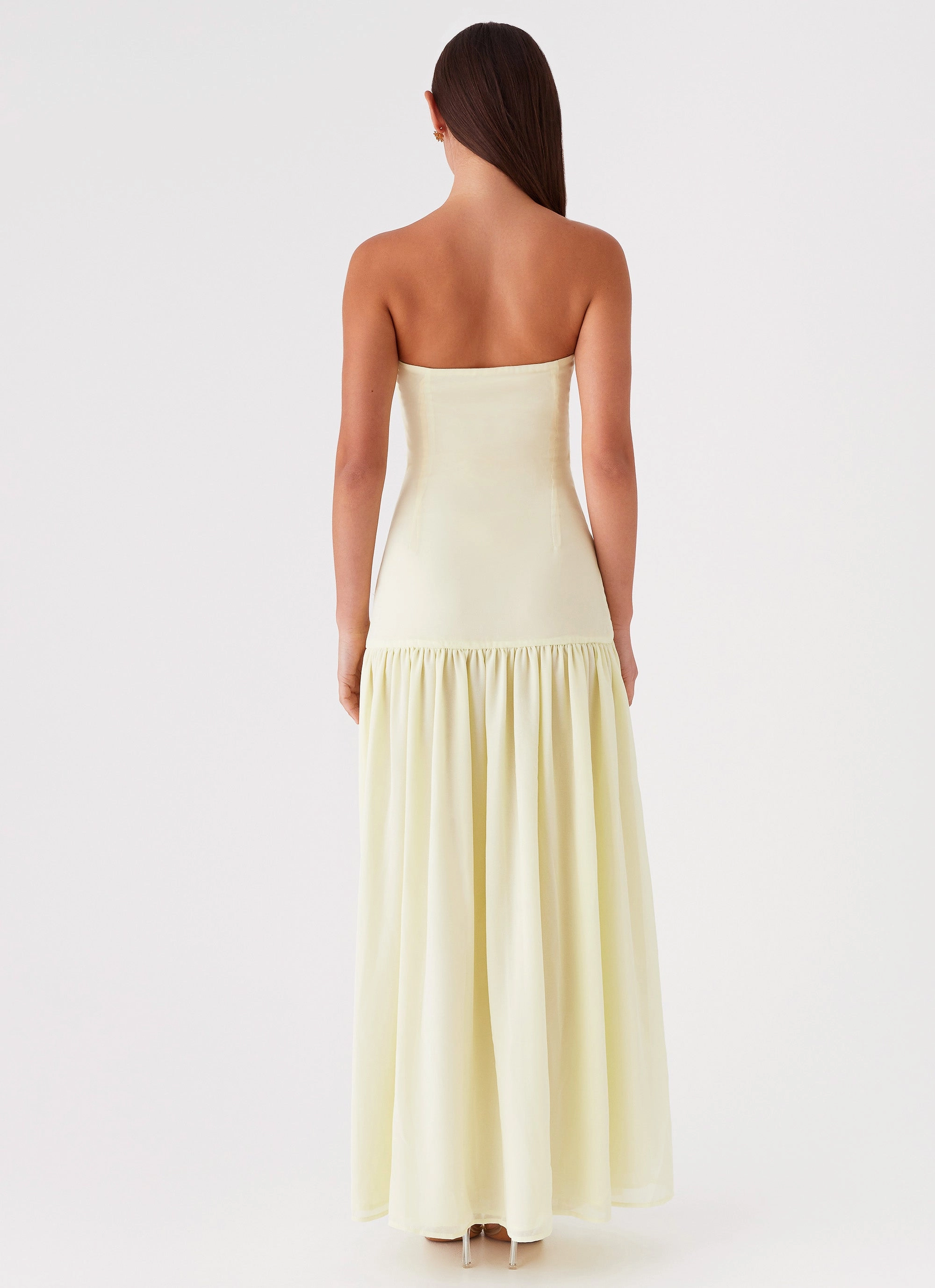 Eden Strapless Maxi Dress - Yellow Padded Outerwear Travel Ready
