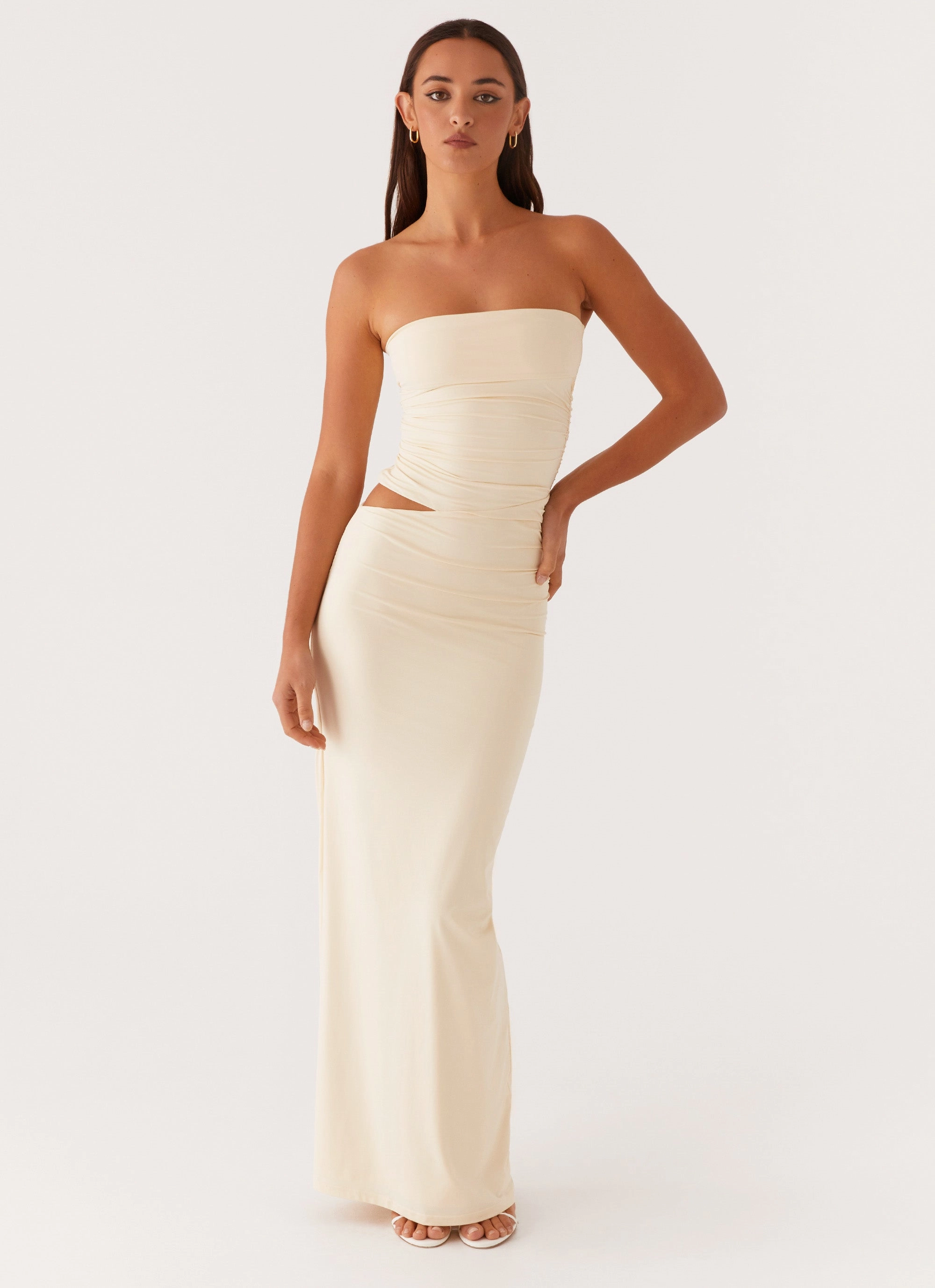 Romee Strapless Maxi Dress - Pastel Yellow Packable Coat Elegant Evening