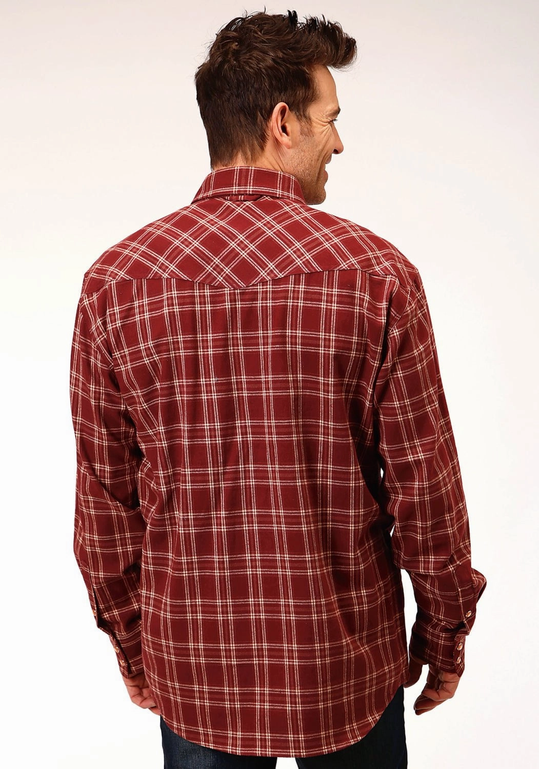 Mountain Escape Sustainable Manufacturing Process Roper Mens Wine 100% Cotton Unlined Flannel Plaid L/S Tall Shirt