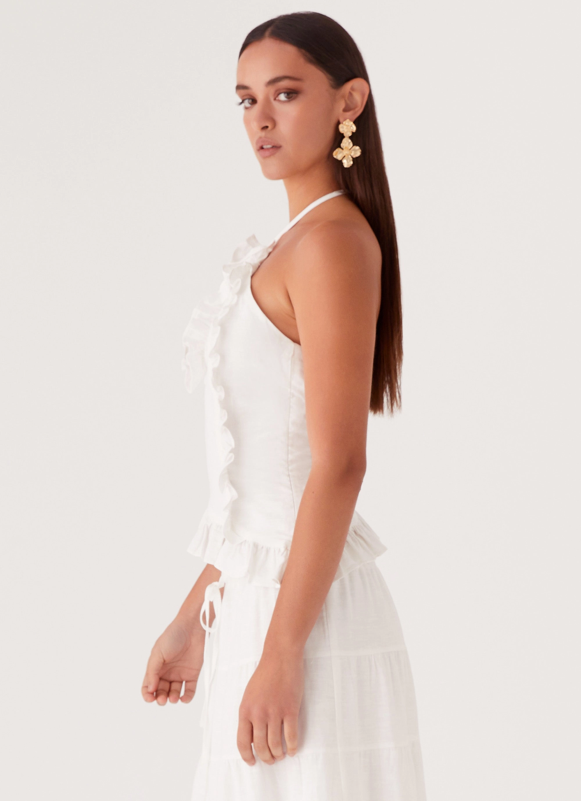 All-Day Knitwear Comfy and Cozy Mariella Linen Top - White