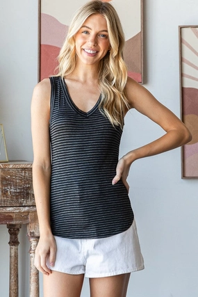 SHELLY STRIPE CASUAL TANK TOP S-XL Durable Reinforced Elbow Patches Flexible Ribbing