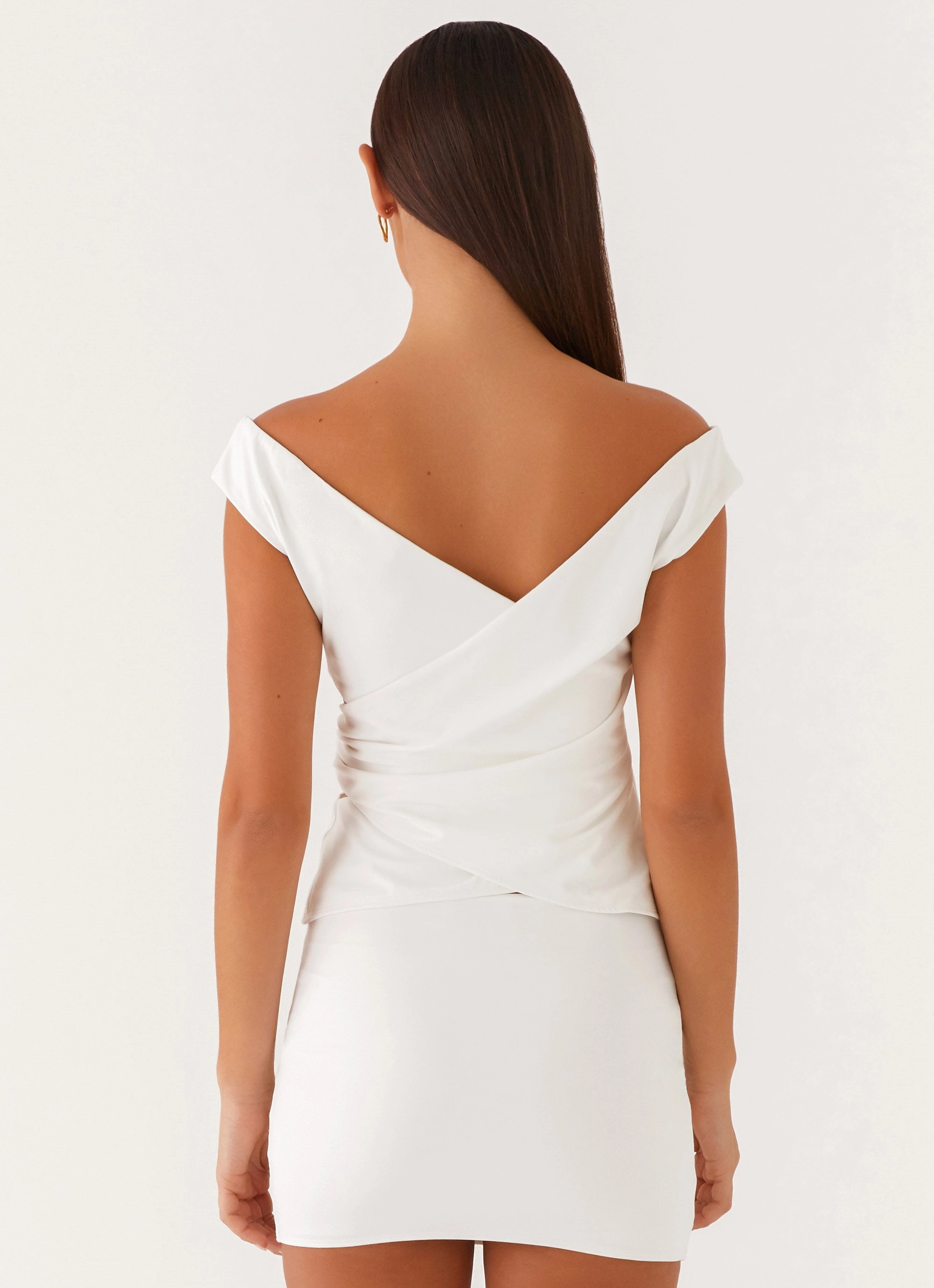 Shoreline Off Shoulder Top - White Anti Odor Treatment FourWay Stretch