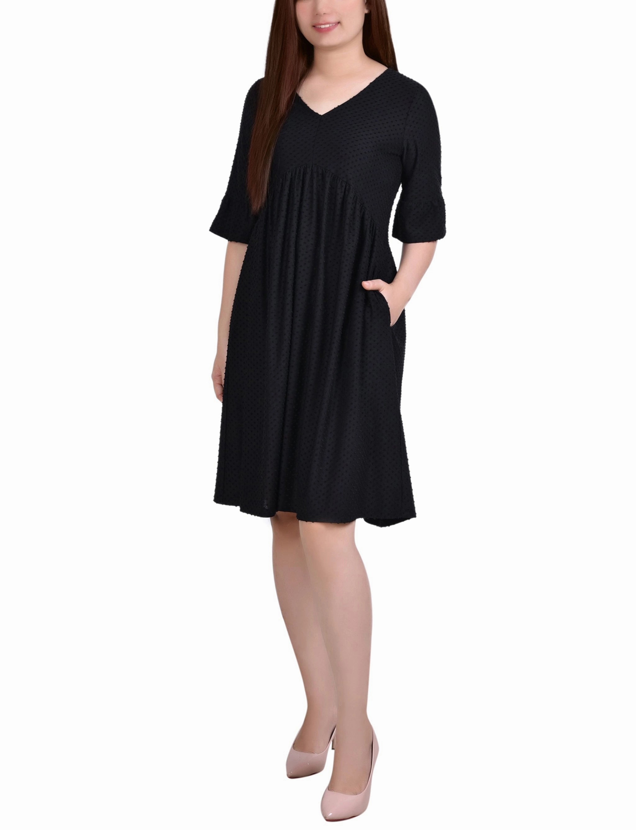Short Bell Sleeve Swiss Dot Dress Effortless Mood Emerging-Brand