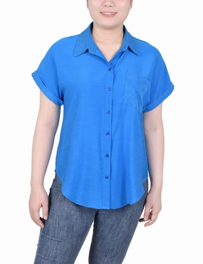 OrganicCottonBlend Short Extended Sleeve Blouse