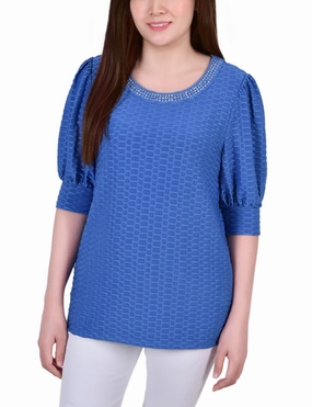 Short Puff Sleeve Honeycomb Top QuickRelease Closure