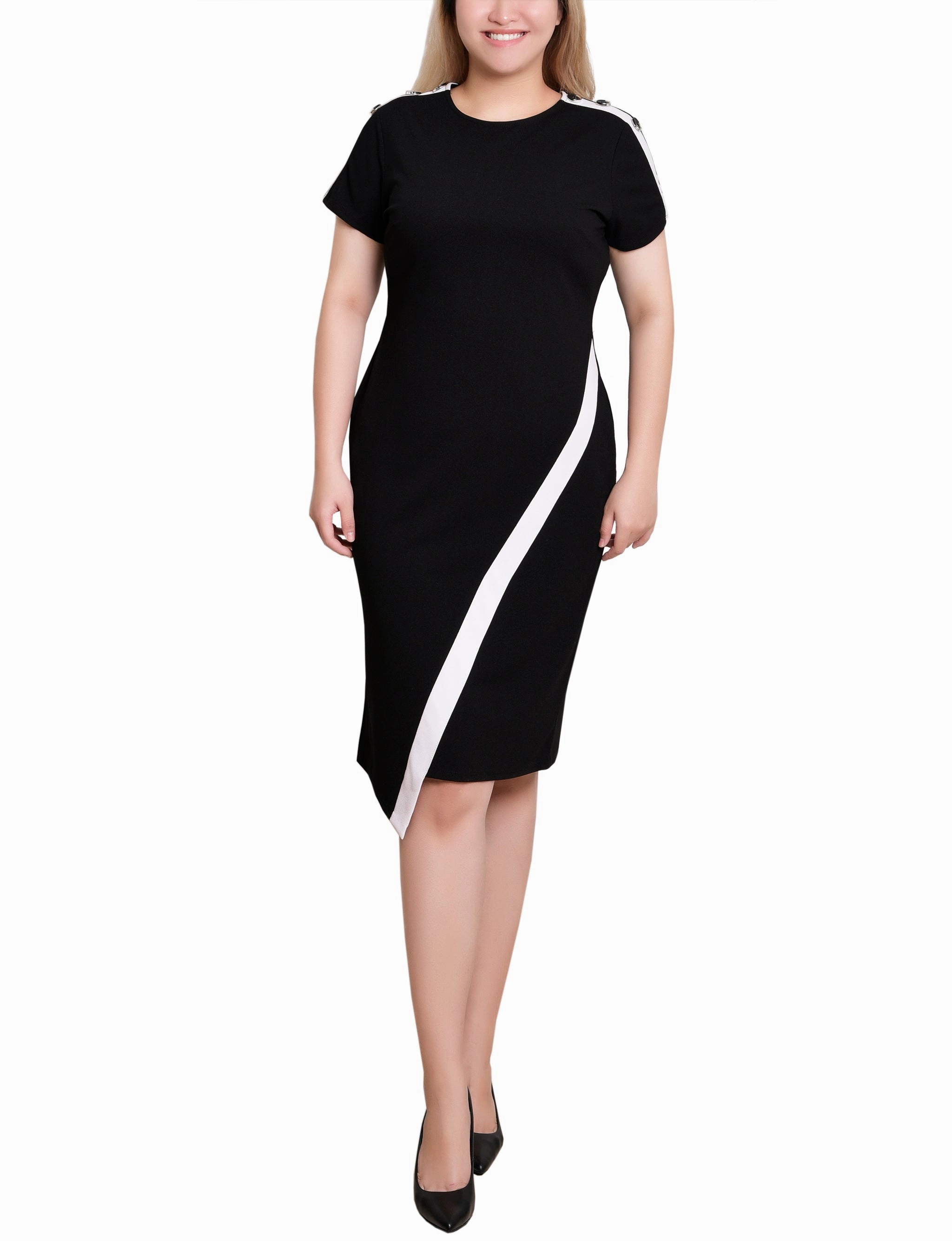 Wrap style Summer Friendly Short Sleeve Assymetrical Hem Dress