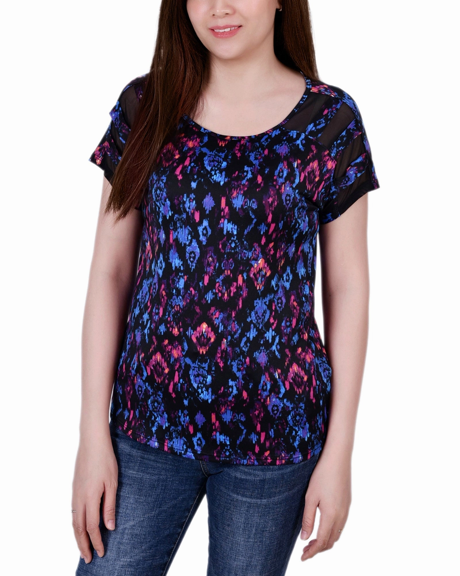 Short Sleeve Top With Mesh Sleeve Petal Sleeve Architecture