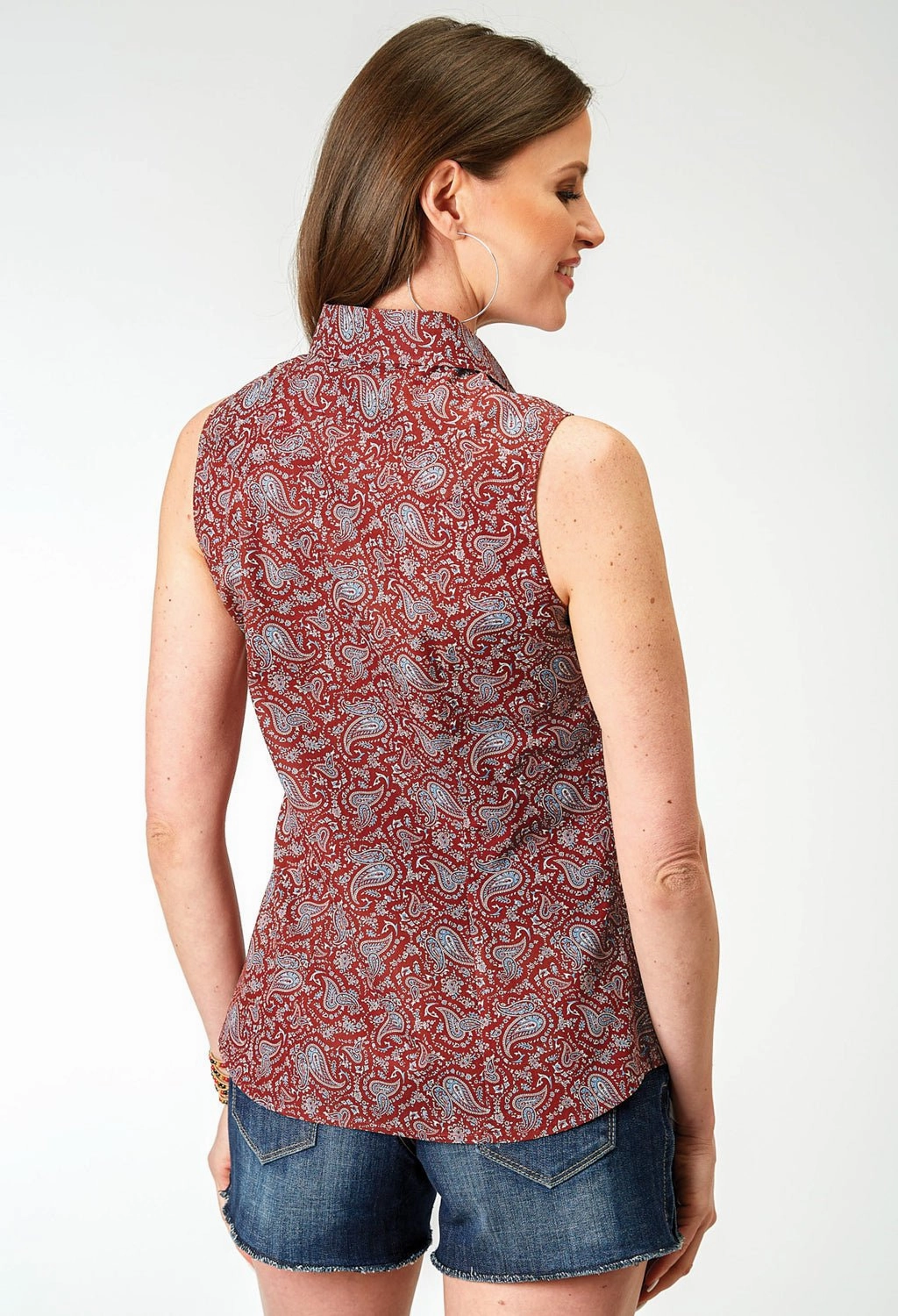 Personalized Touch Odor Resistant Roper Womens 1896 Vintage Paisley Red 100% Cotton S/L Shirt