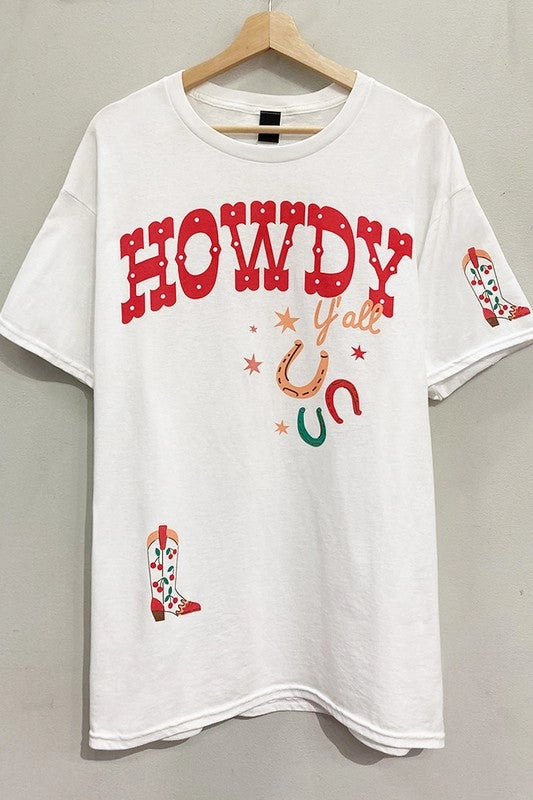 Howdy Lucky Boots Tee S-XL Layered Hemline Breathable Ventilation