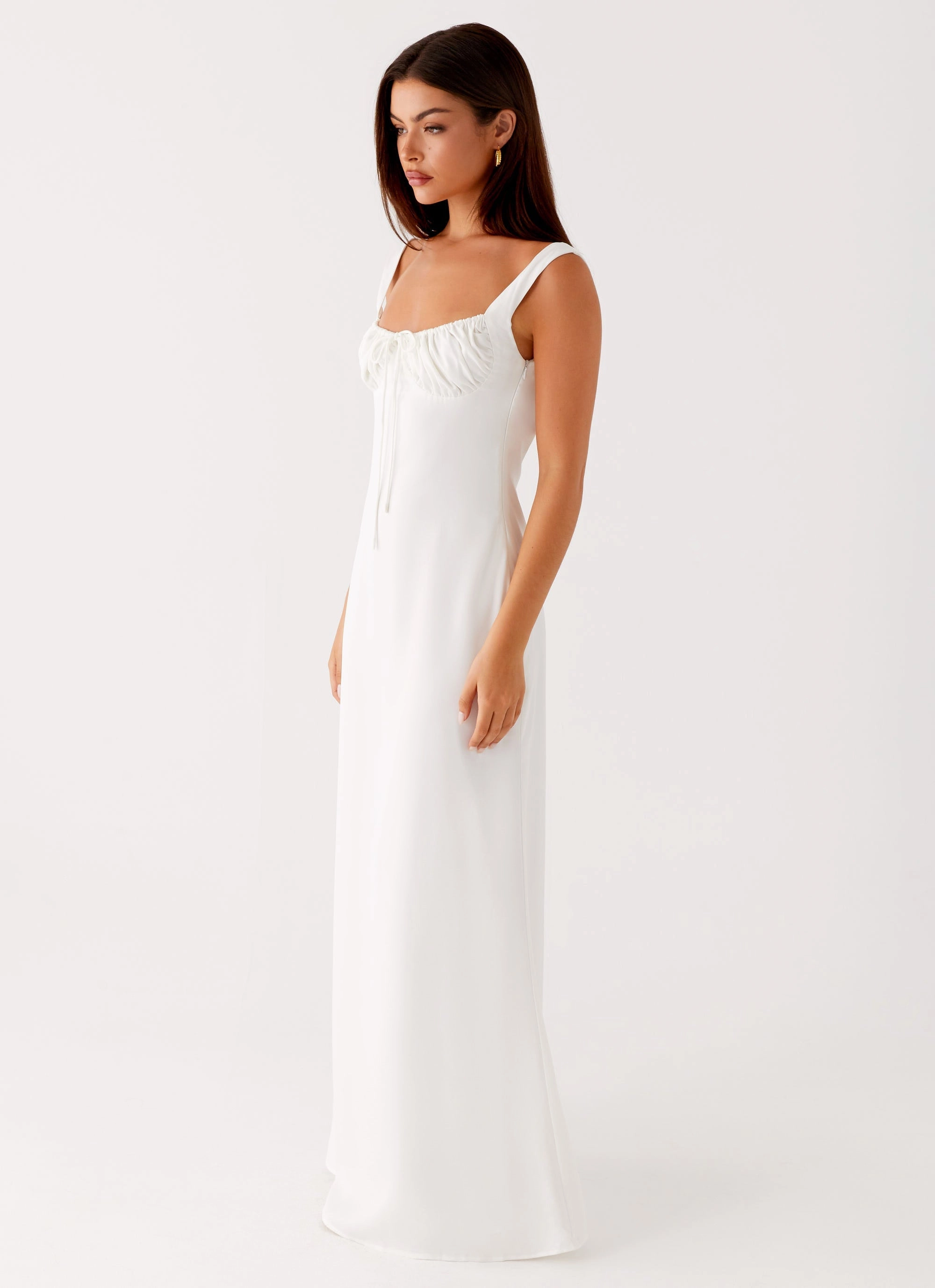Shyla Maxi Dress - Ivory Rainy Day Sleek Outerwear