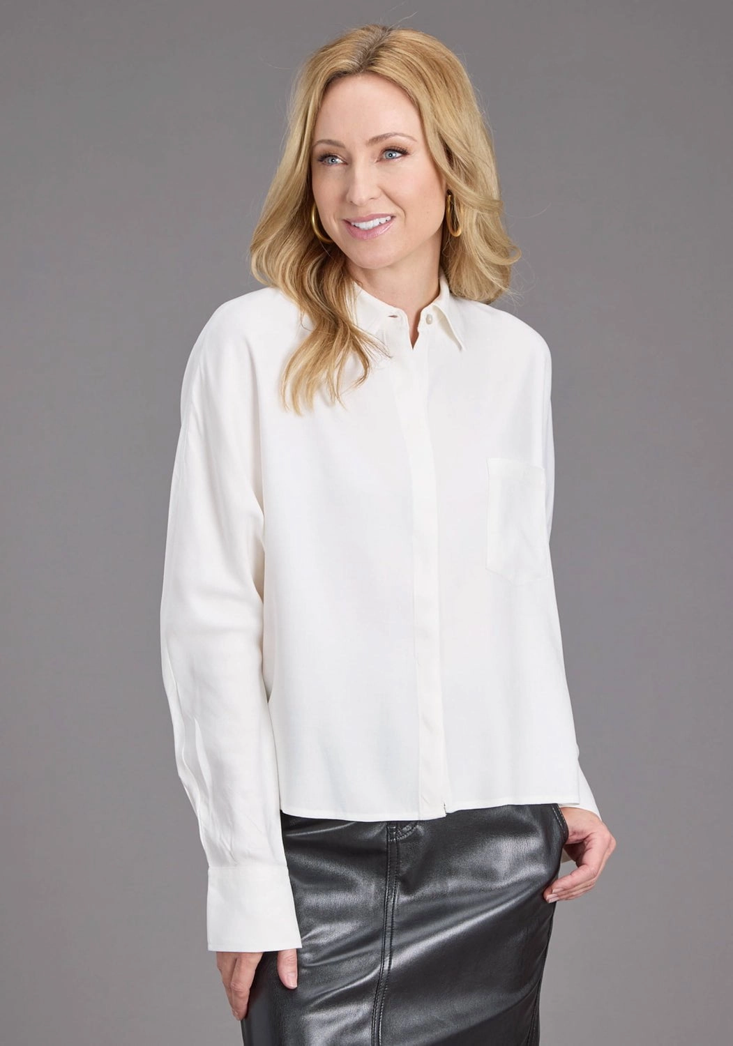 Workwear Essential Stetson Womens Loose Collared Cream 100% Rayon L/S Blouse