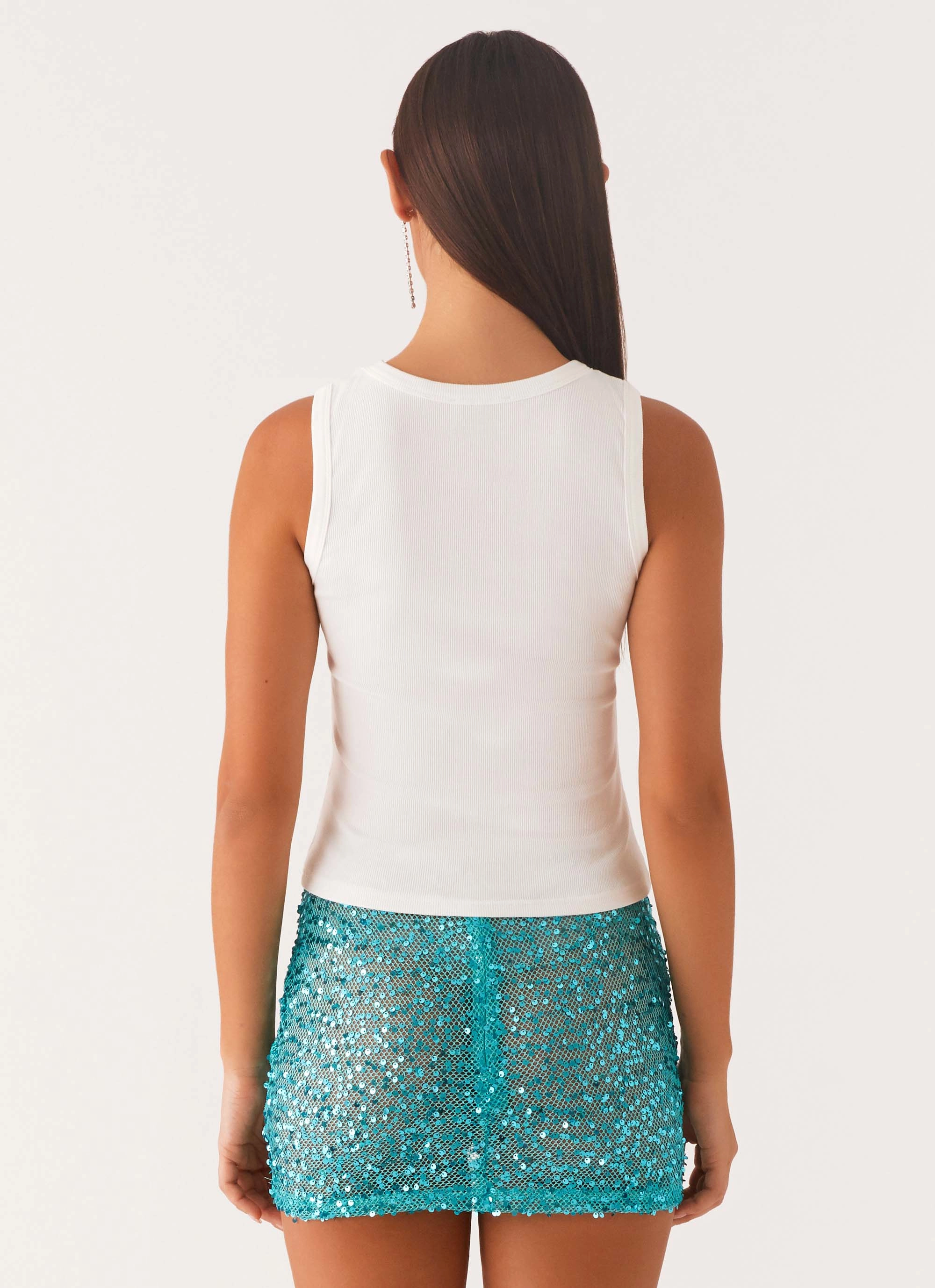 Signature Beaded Logo Tank - White DoubleLayeredFabric Thermal Insulation Tech