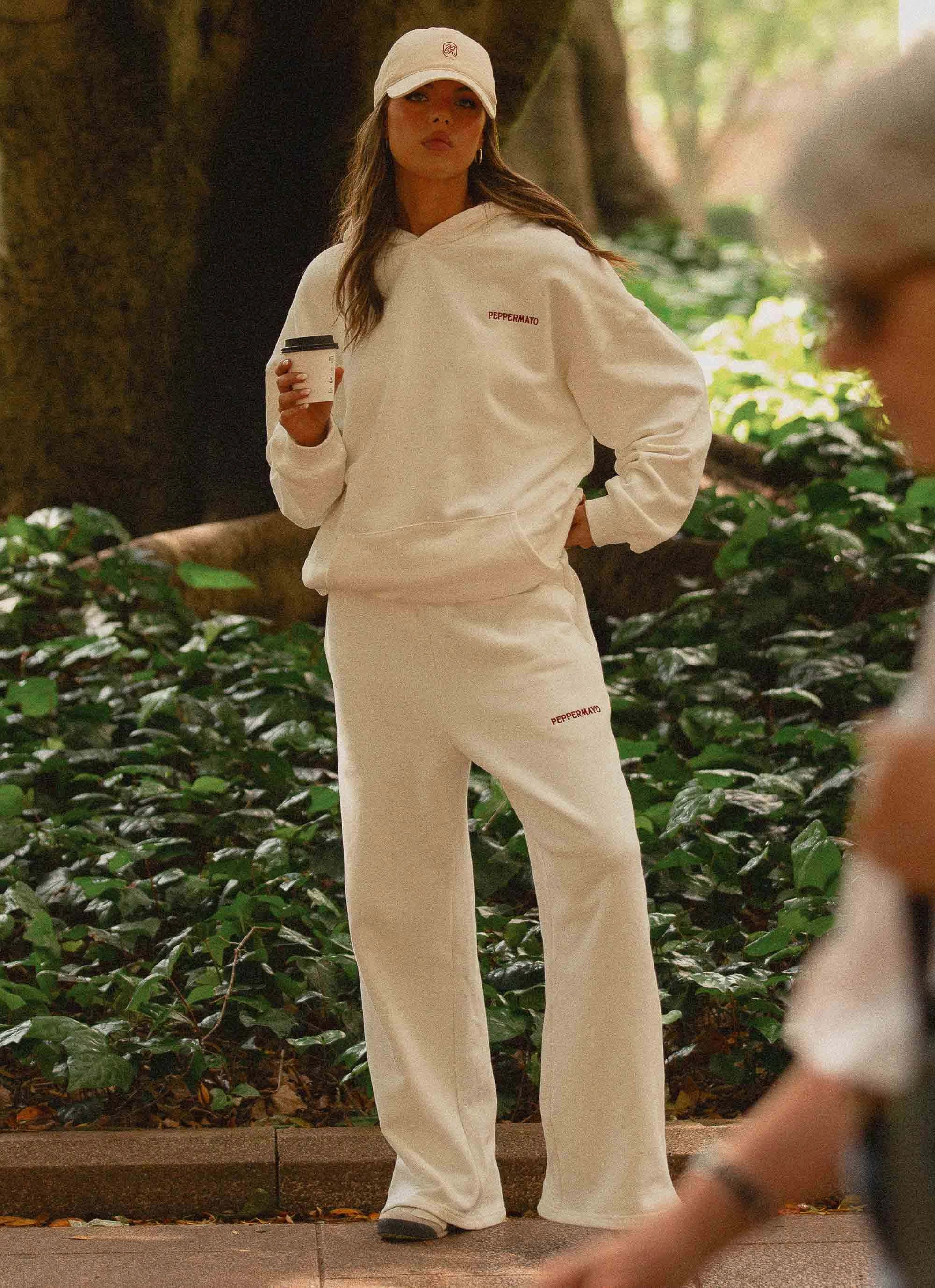 Resilient Stretch Fabric Zero Waste Manufacturing Signature Oversized Hoodie - Ivory