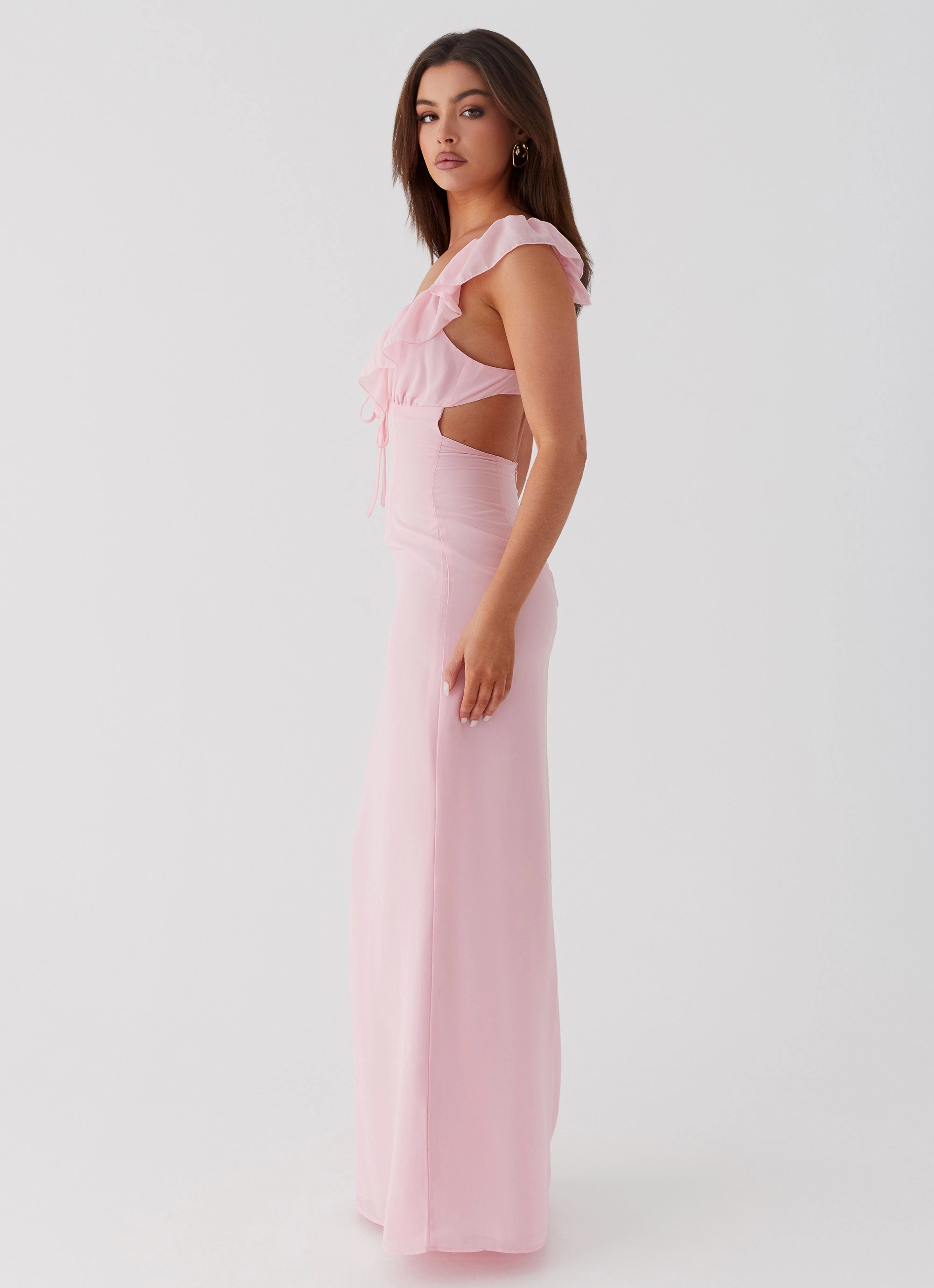 Silvie Maxi Dress - Pink Checkered Style Formal Outerwear