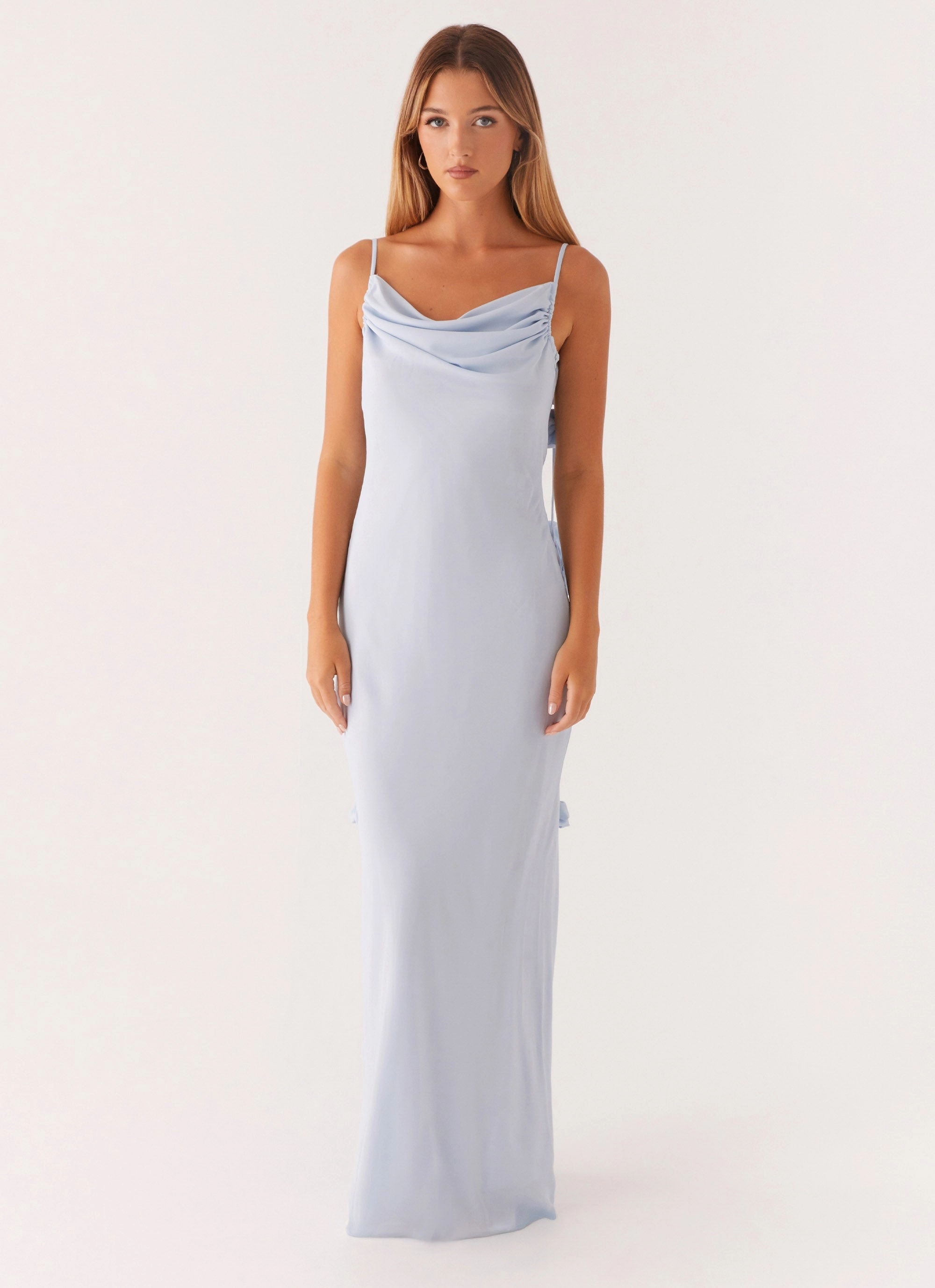 Feminine Fit NonIrritatingLining Simona Maxi Dress - Pastel Blue
