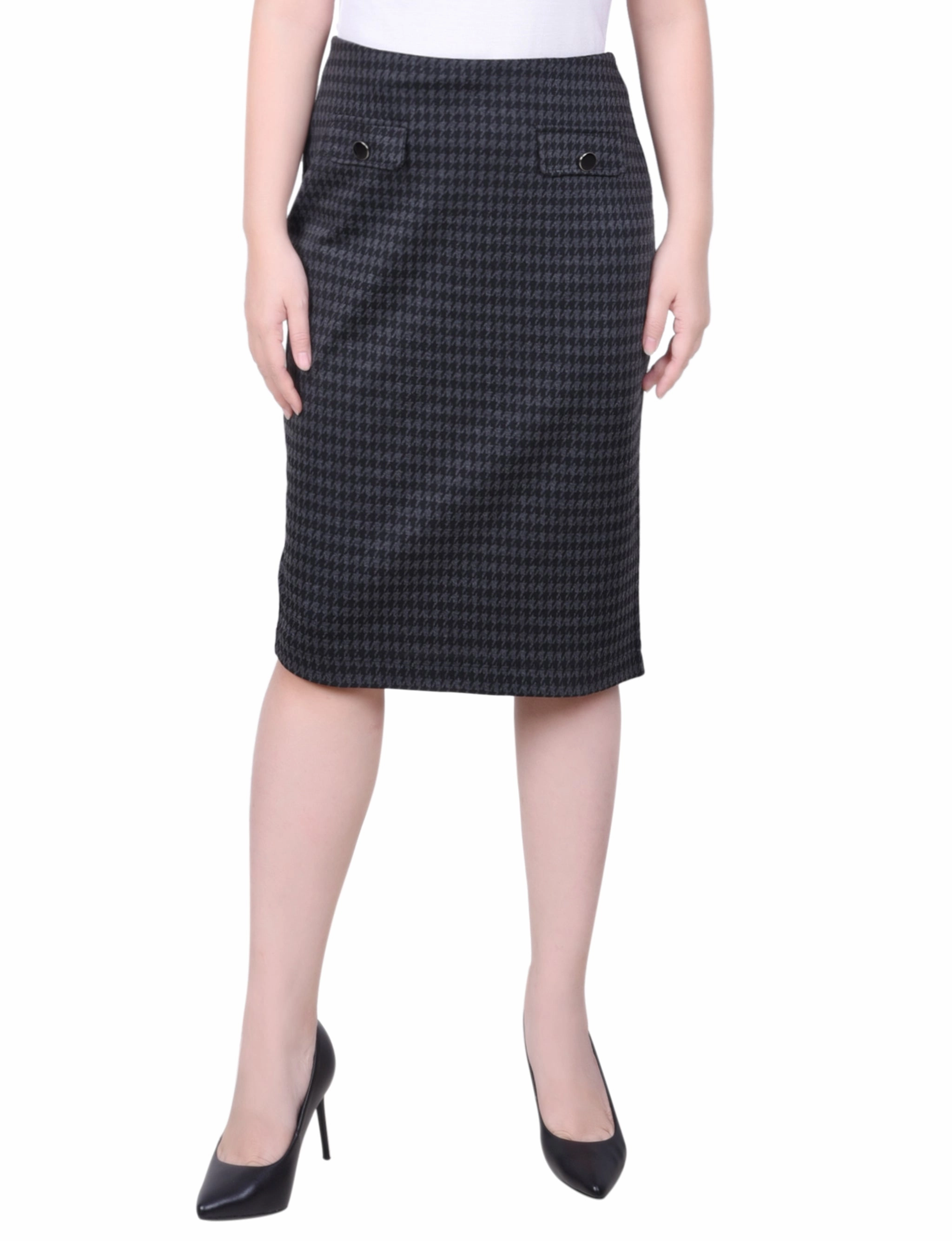 Reinforced Pockets Simple looks Petite Knee Length Double Knit Skirt
