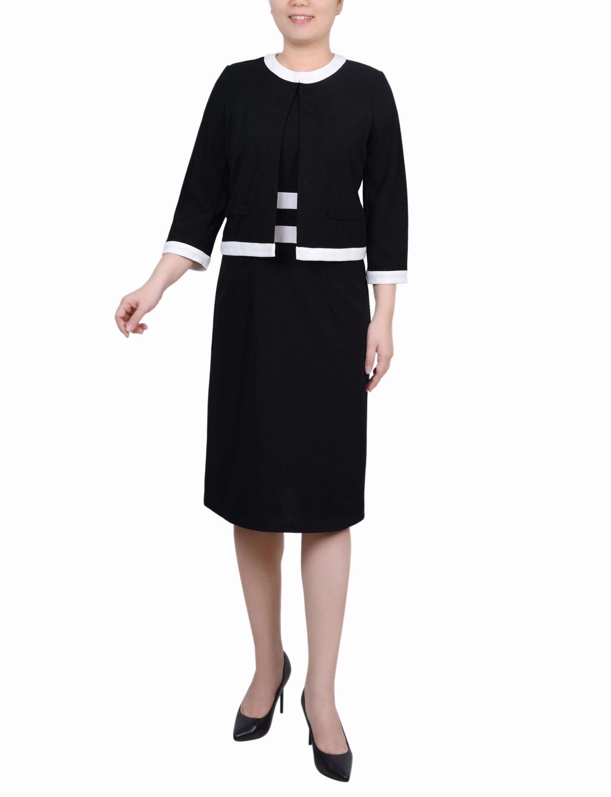 Elbow Sleeve Colorblocked 2 Piece Dress Set All Look luxe feel