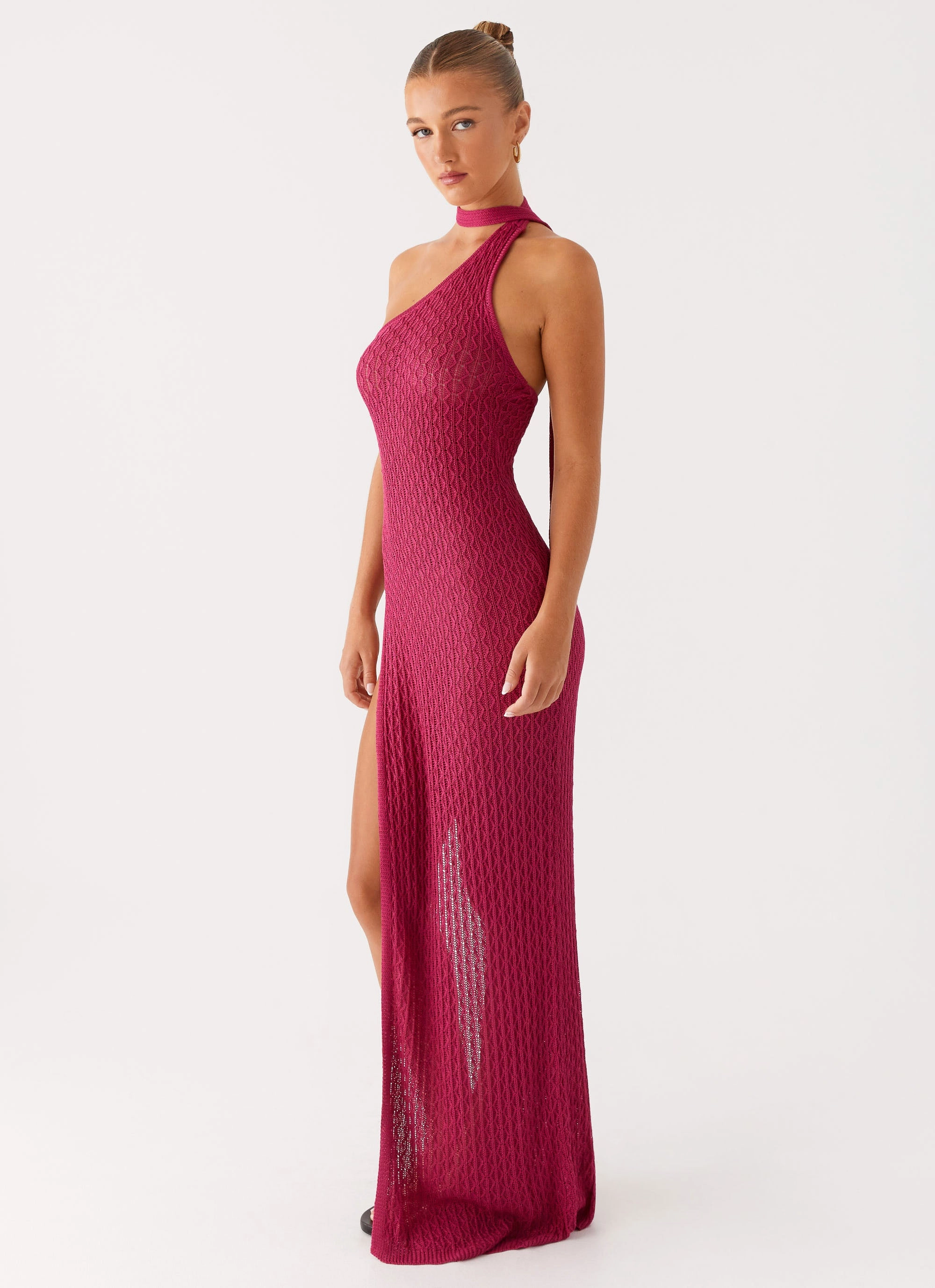 Carryn Knit Maxi Dress - Hot Pink Vibrant color dress Cool Undertone