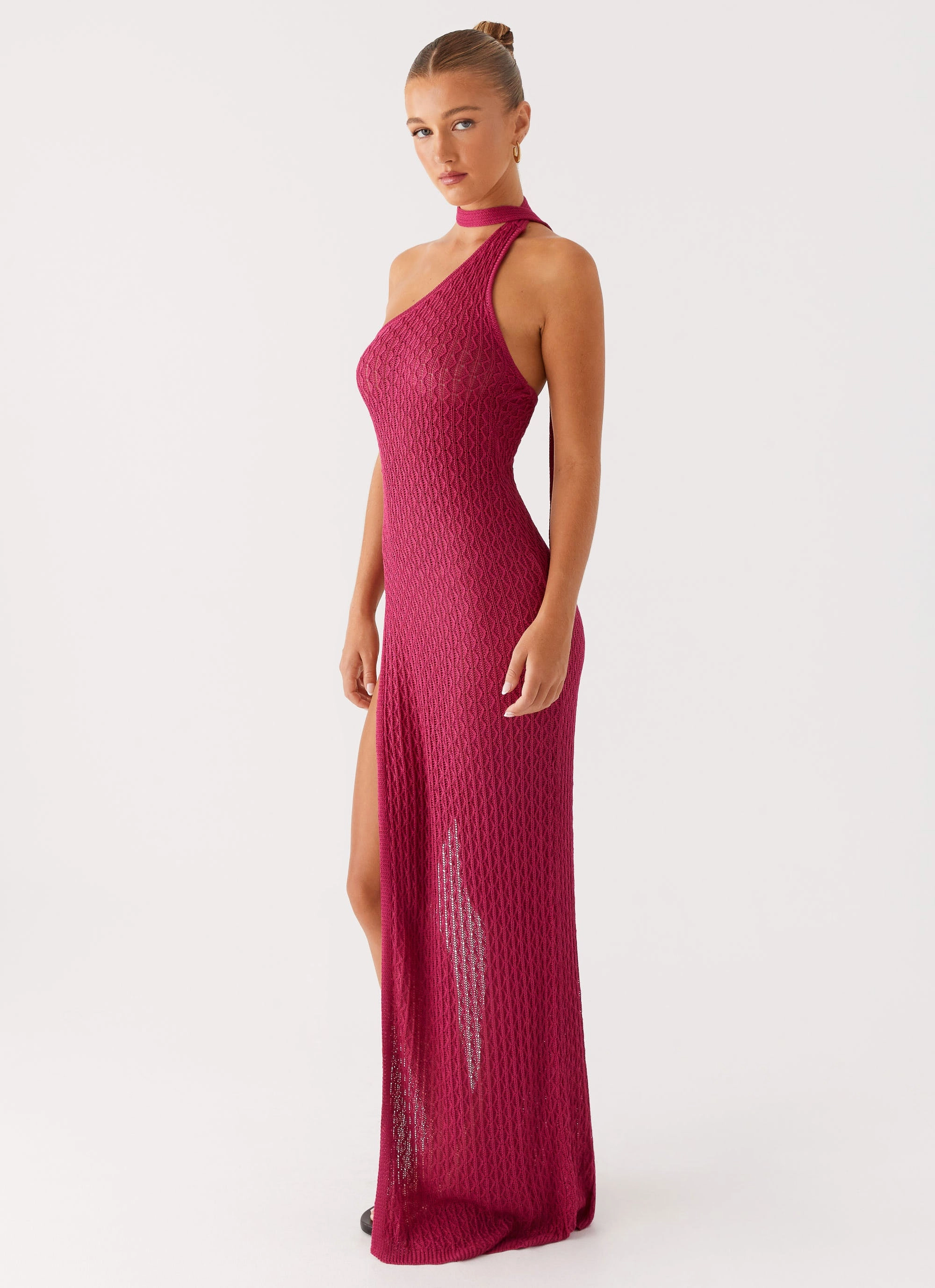Retro Mood Carryn Knit Maxi Dress - Hot Pink