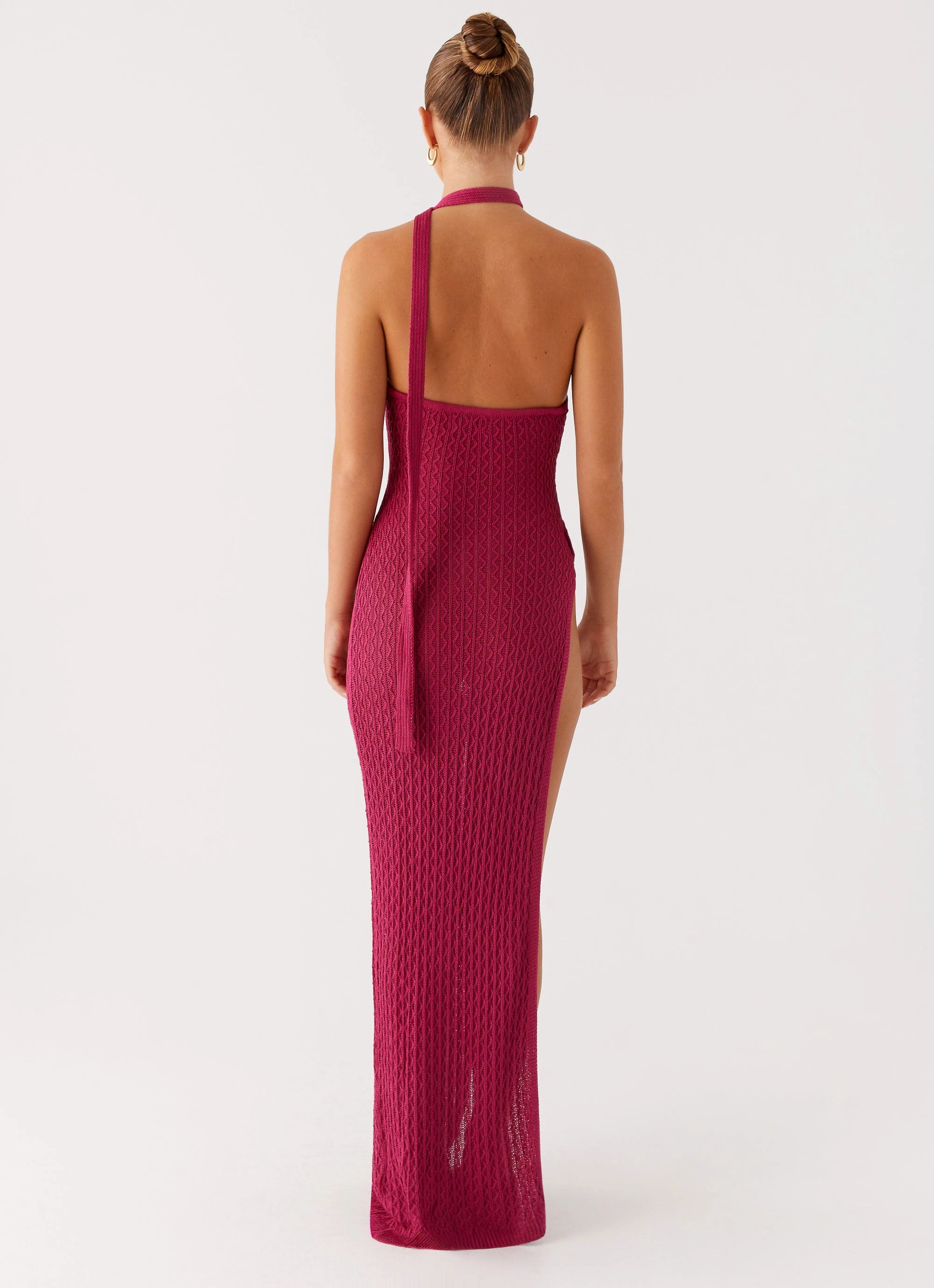 Carryn Knit Maxi Dress - Hot Pink Stylish Feel