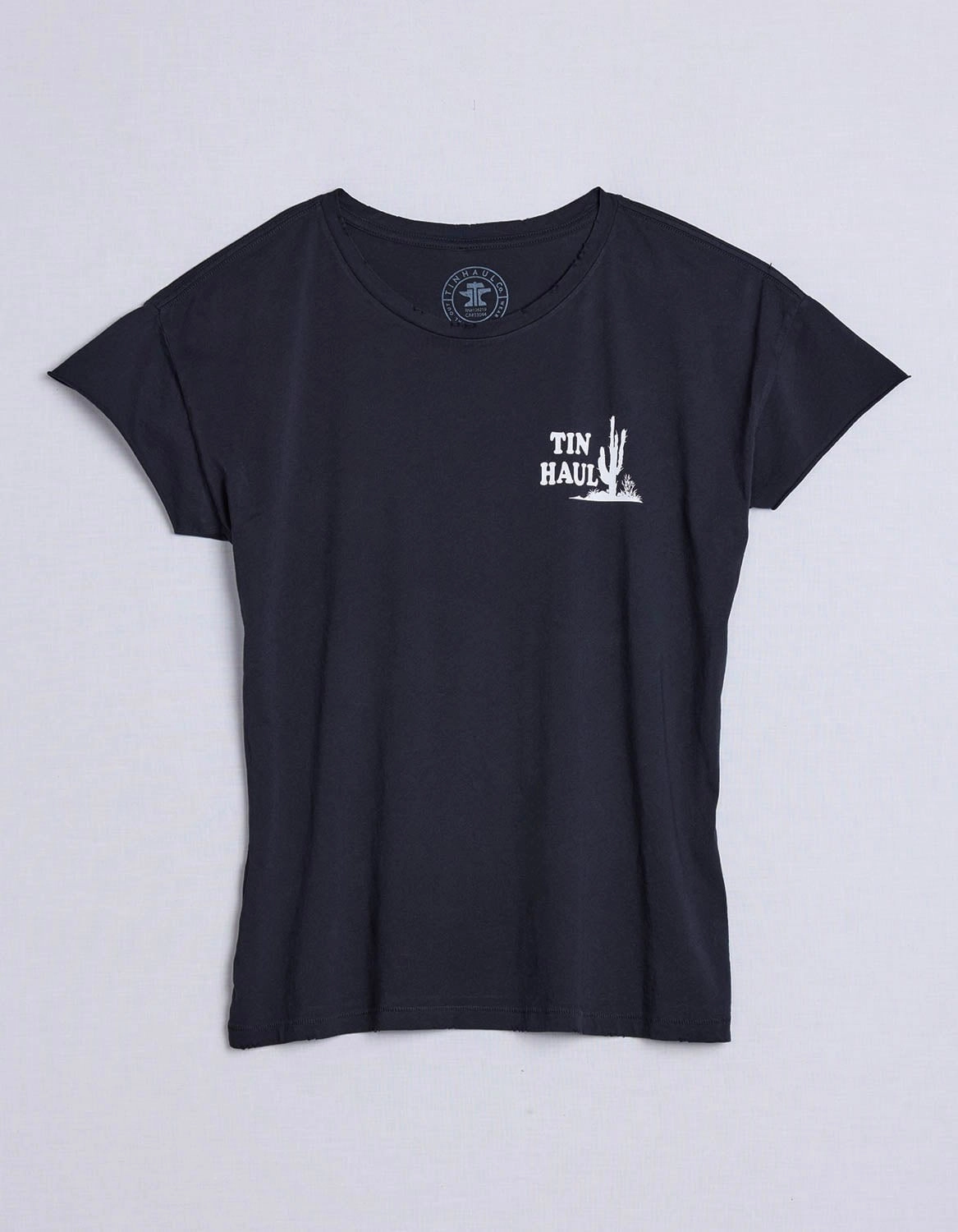 Tin Haul Womens Left Chest Cactus Vintage Black 100% Cotton S/S T-Shirt Sleepwear