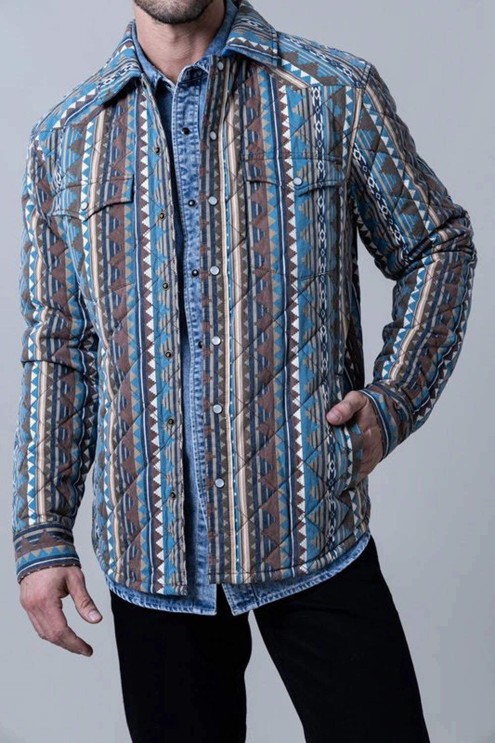 Abrasion Resistant Trim Kimes Ranch Mens Socorro Skink Slate Blue 100% Polyester Softshell Jacket