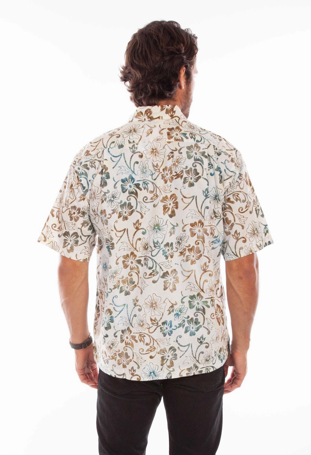 Scully Mens Batik Floral Natural 100% Cotton S/S Shirt Statement Maker Plus Size