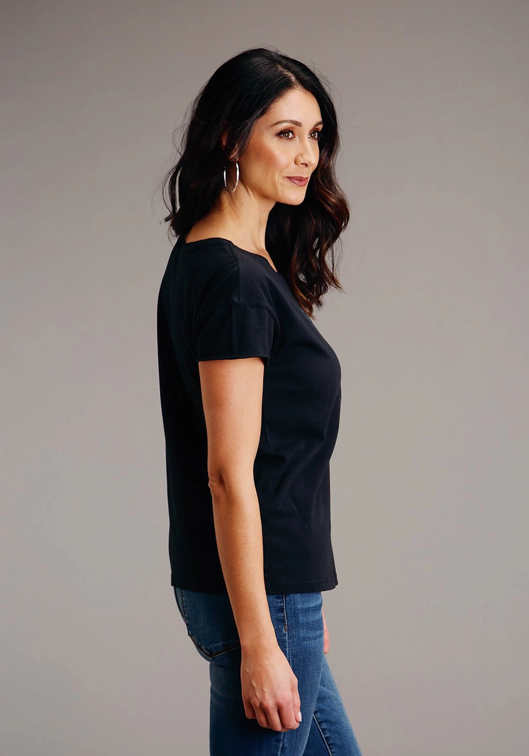 Fall Foliage Youthful Appeal Stetson Womens Black 100% Cotton Bronc Rider S/S T-Shirt