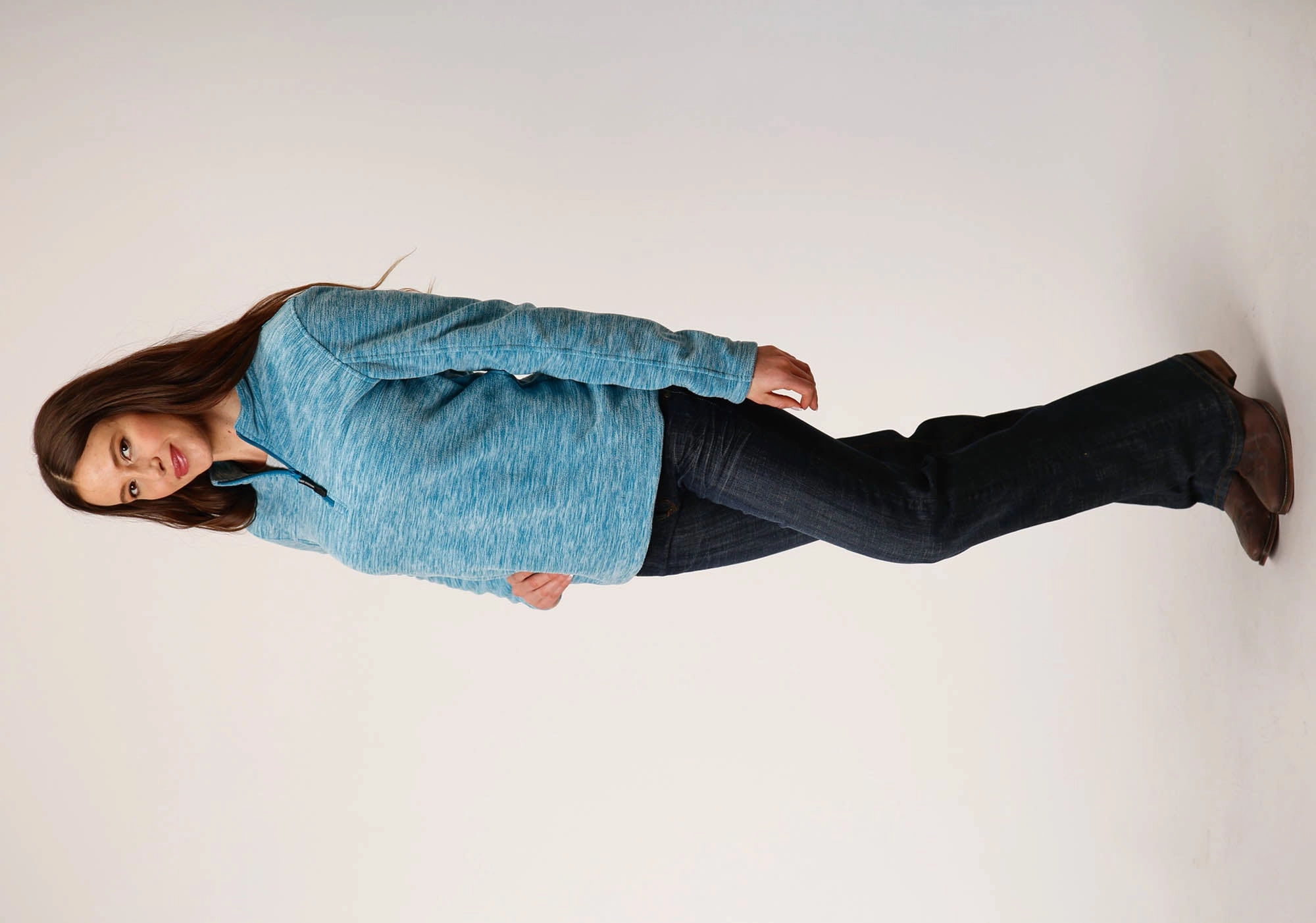 Weight Distribution System Roper Womens Teal Polyester Western Pullover Jacket