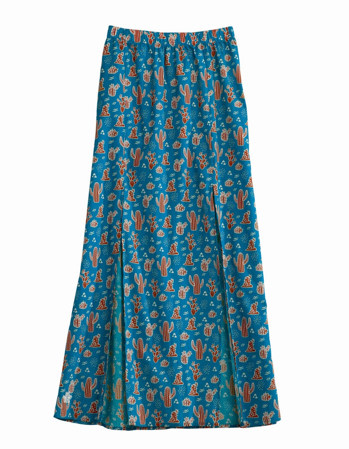 Tin Haul Womens Blue 100% Cotton Cacti Print Maxi Skirt Neutral Wear