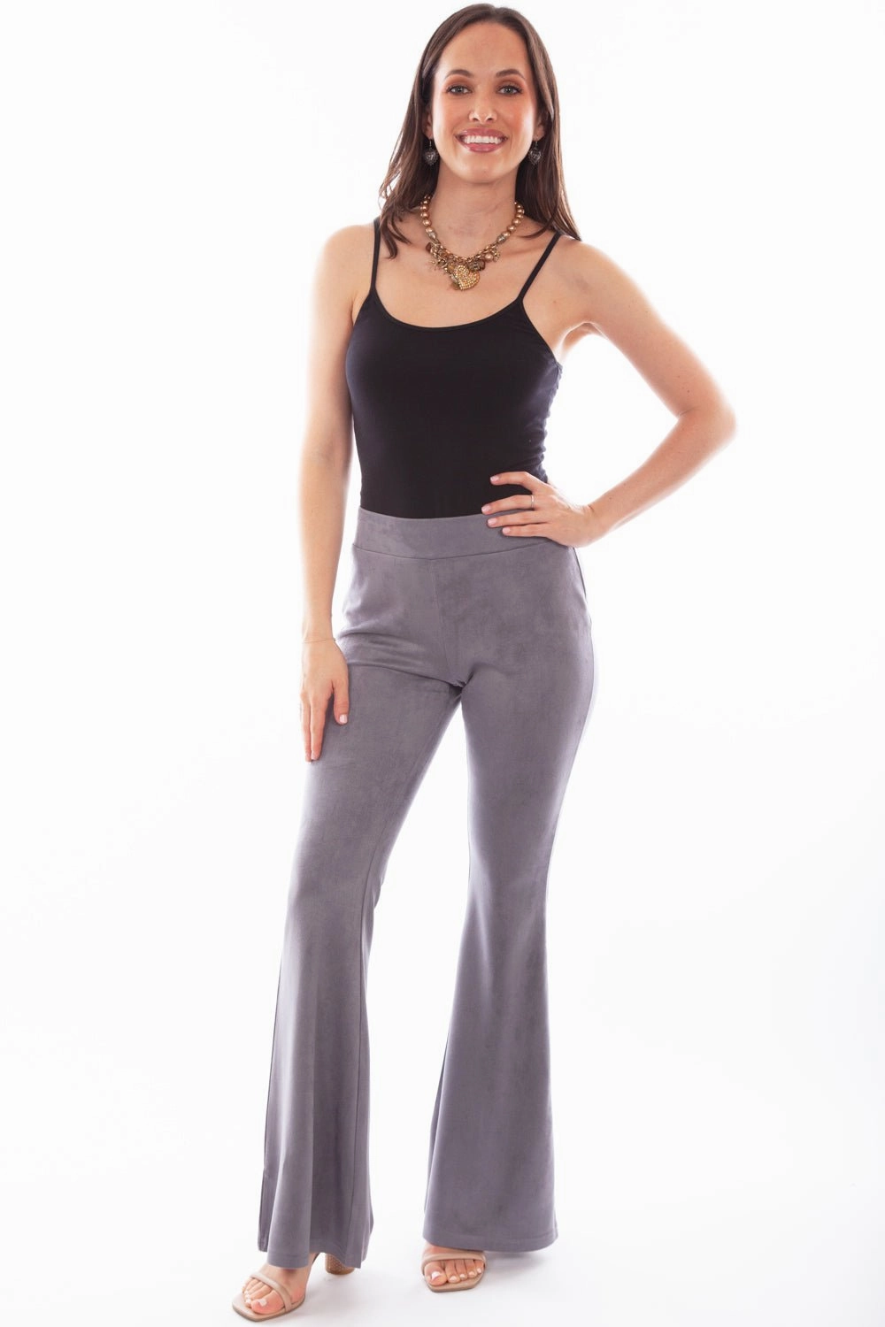 Scully Womens Grey Polyester Bell Bottom Pants Party Look Urban Explorer