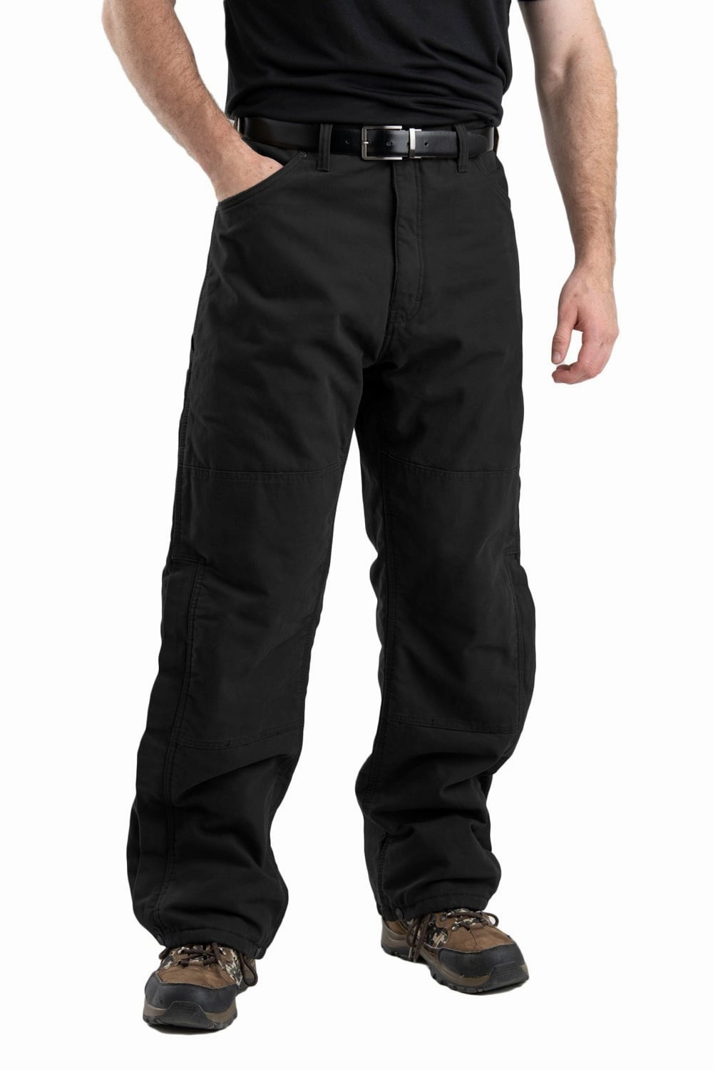 Berne Mens Highland Washed Duck Insulated Outer Black 100% Cotton Pants Ultra Soft Breathable Stretch