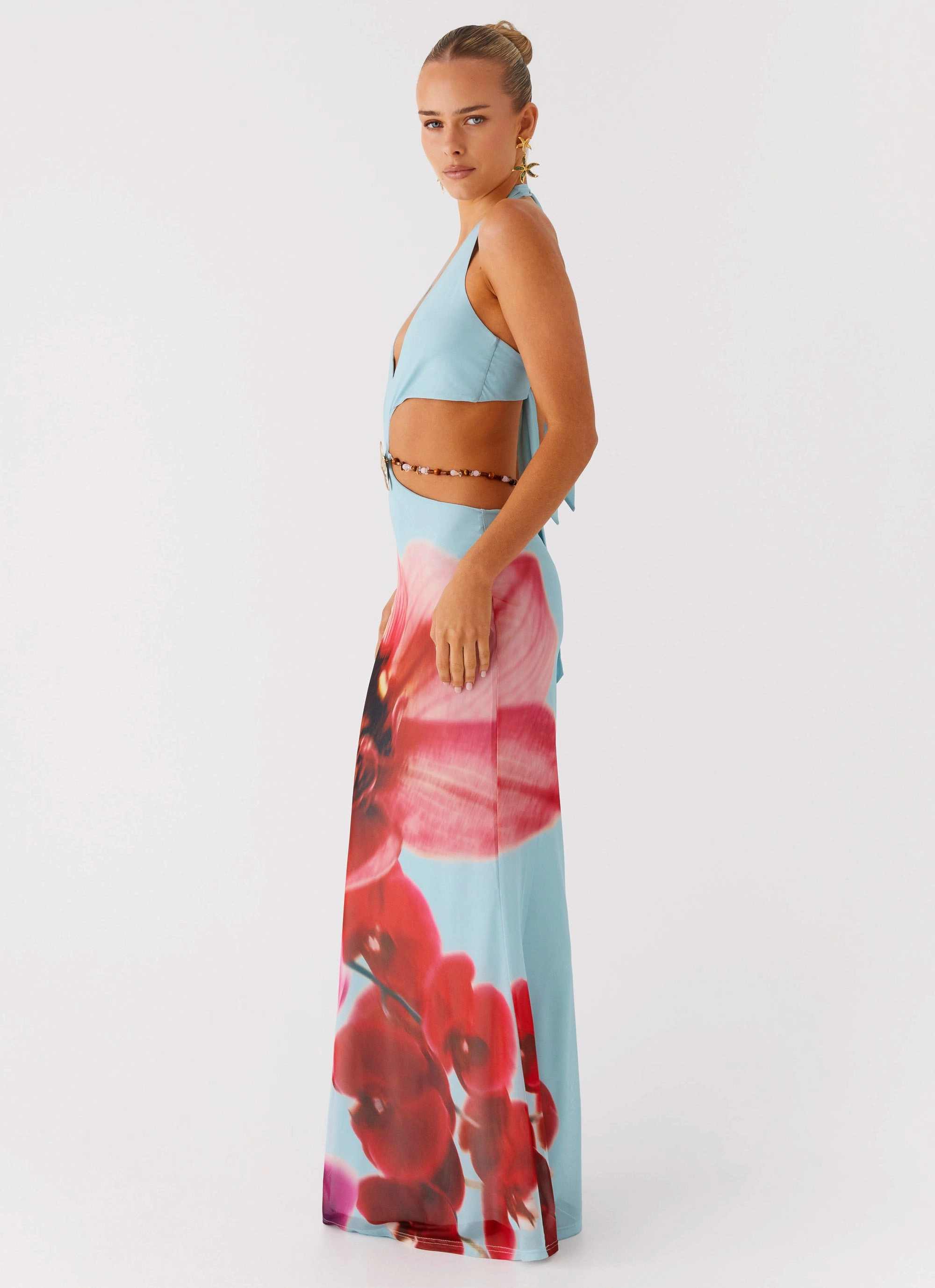 Essential Coat Sporty Casual Time To Dance Maxi Dress - Turquoise Bloom