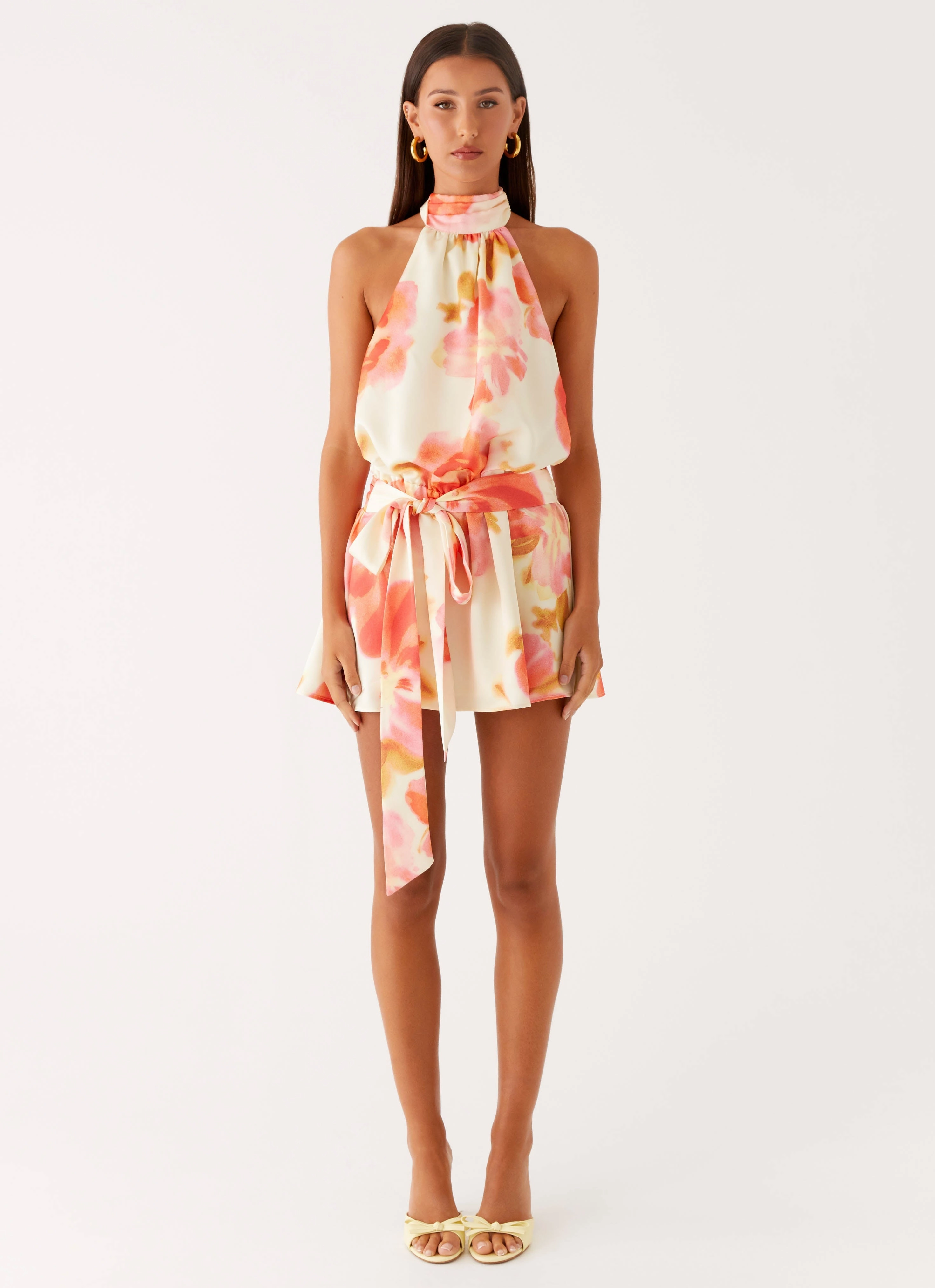 Sleek Wool Jacket Diablo Backless Mini Dress - Mimosa Blossom