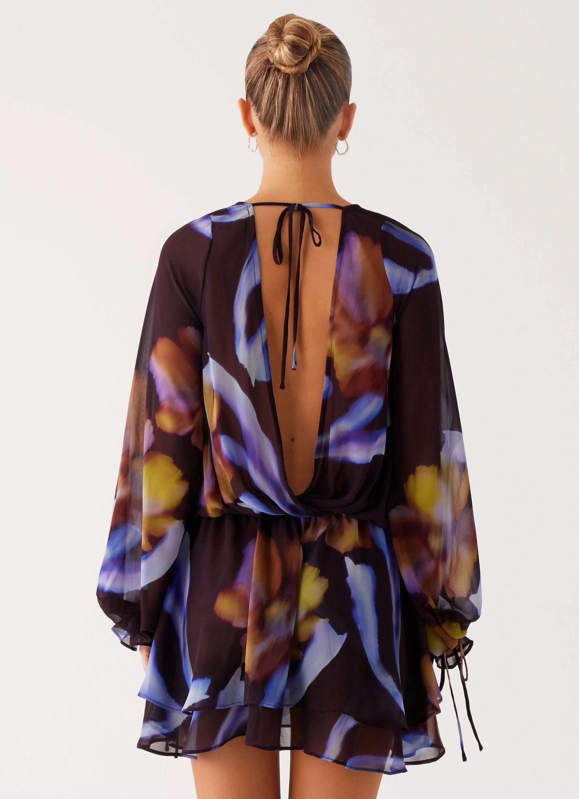 Chilly Weather Coat Passion Long Sleeve Mini Dress - Dark Floral