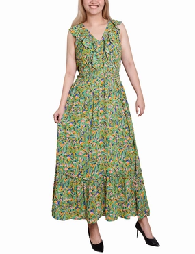 Classic Cut Sleeveless Ruffled Rayon Dress