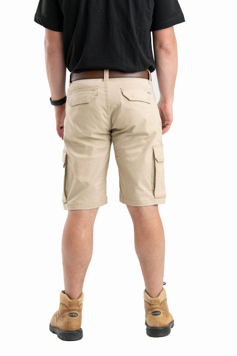 Berne Mens Sand Cotton Blend Heartland Flex Twill Work Short Cool Weather Non Binding Cuffs
