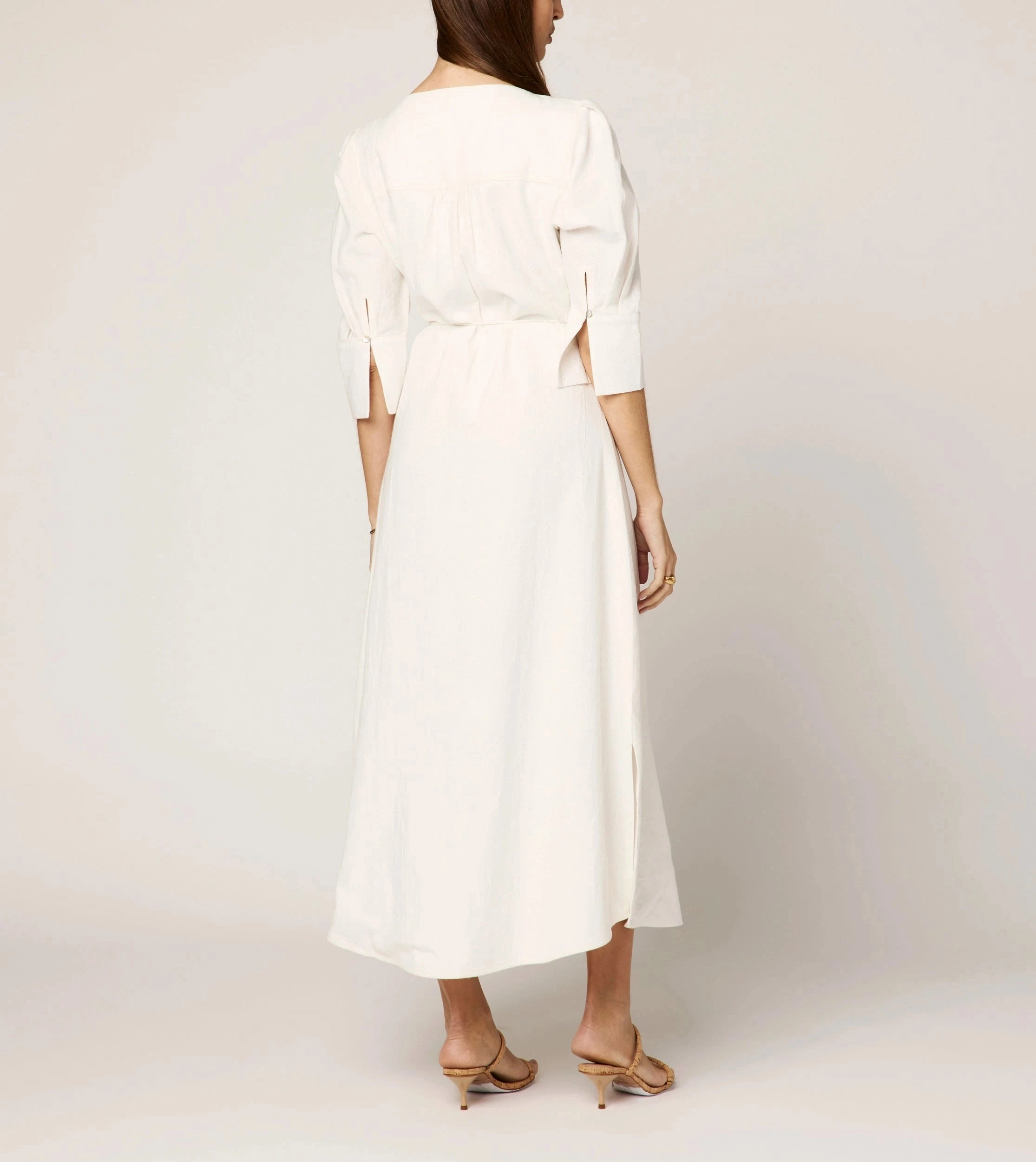 Paria Midi Dress | Ivory Versatile Wear Wrap-Style