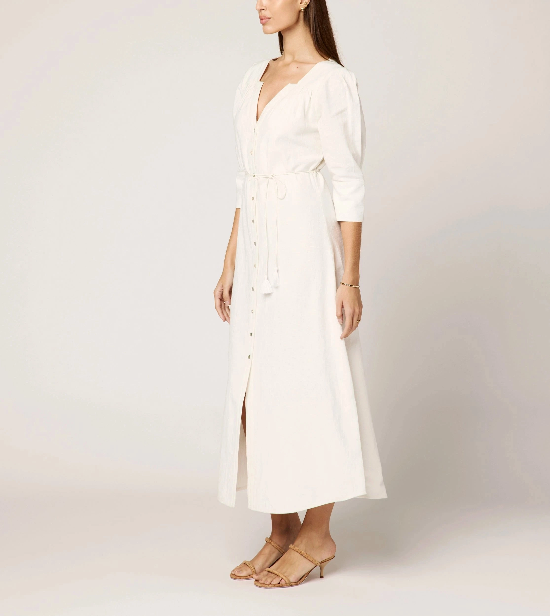 Street-Style Classic Fit Paria Midi Dress | Ivory