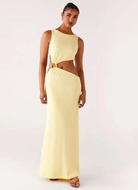 Aruba Hardware Maxi Dress - Yellow Affordable Fashion Winter Layer