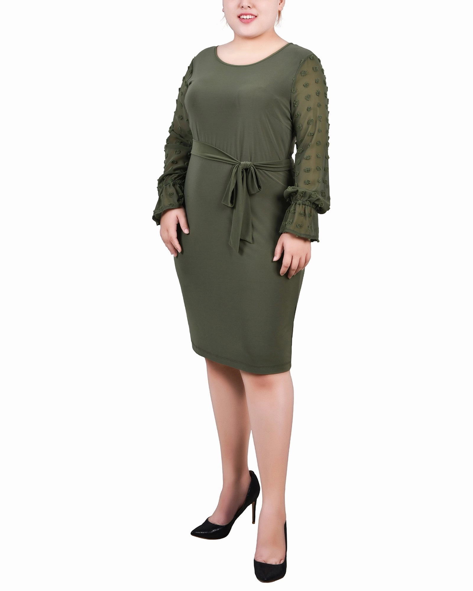 Trend Movement Plus Size Long Chiffon-Sleeve Knit Dress