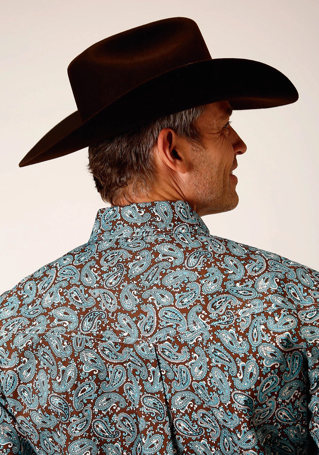 Trendy Vibes handmade touch Roper Mens Mine Paisley Turquoise 100% Cotton L/S Shirt