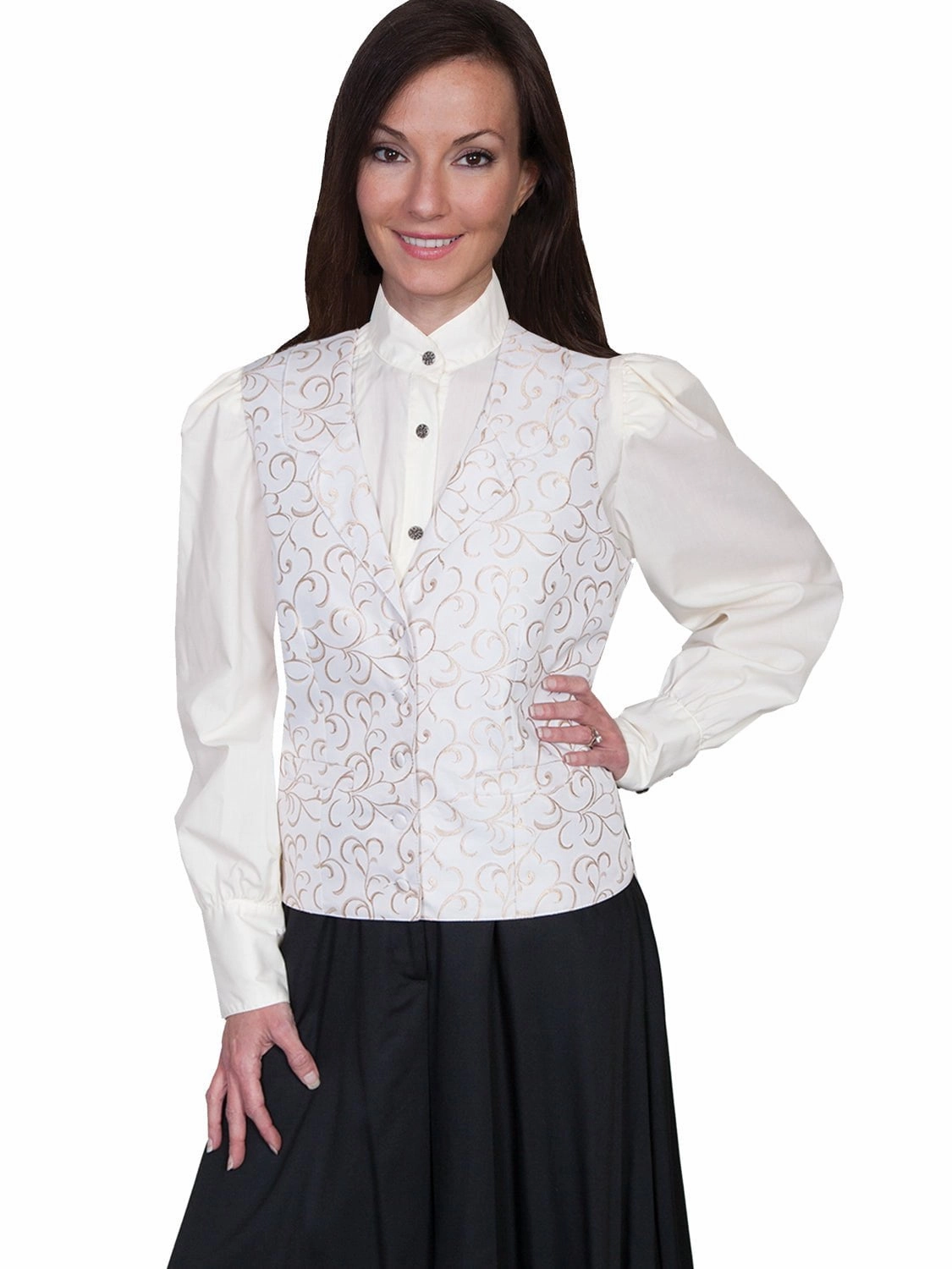 Comfortable fit Scully Rangewear Womens Natural Polyester Scroll Vine Lapel Vest