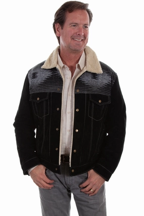 Scully Mens Black Boar Suede Jean Jacket Fashion Forward Weather Adaptive Ventilation