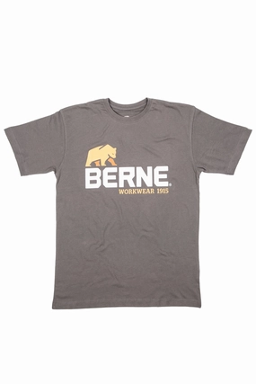 Weekend Vibes Berne Mens Titanium 100% Cotton Logo Tee S/S