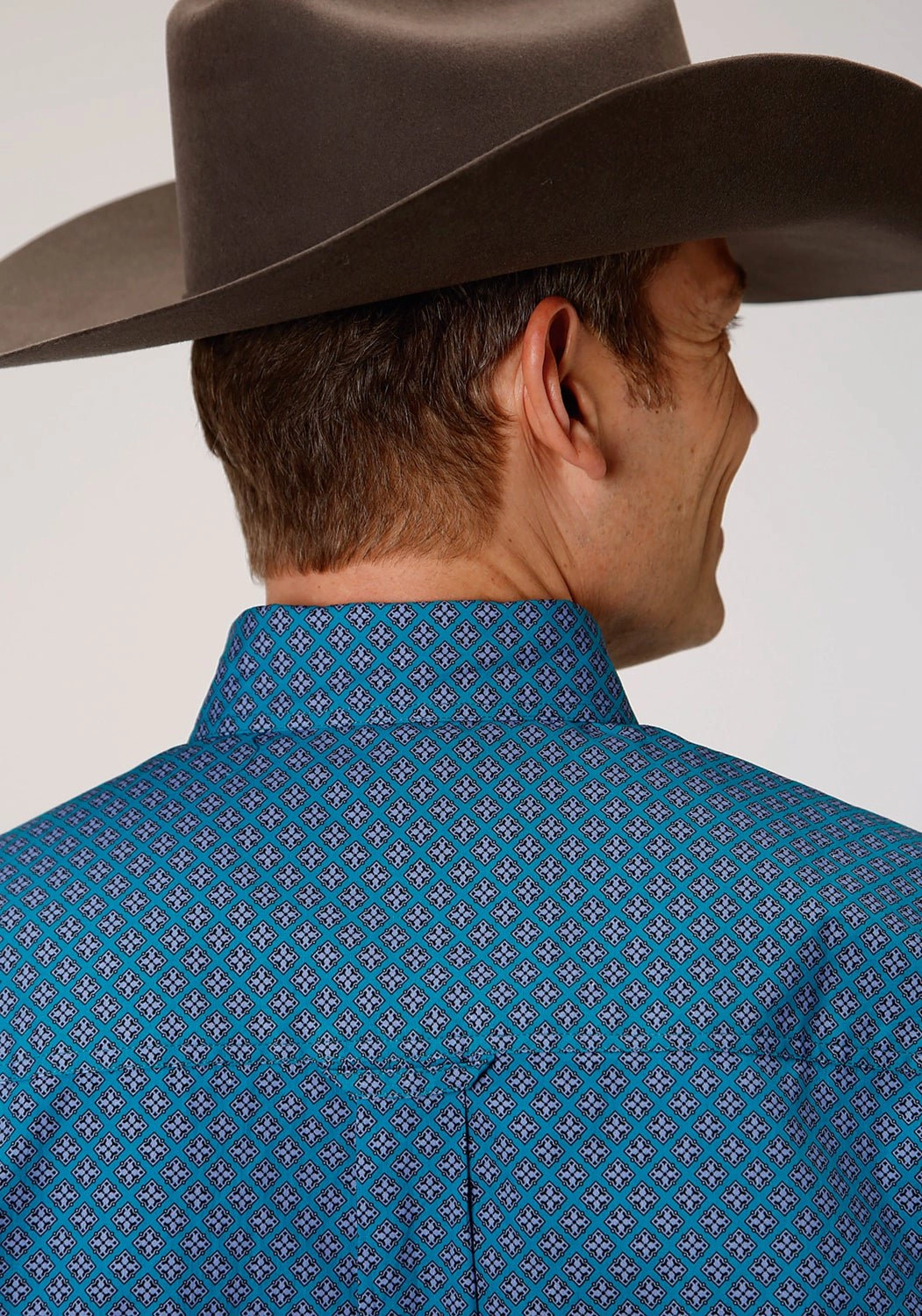 Roper Mens Purple 100% Cotton Circuit Foulard BD S/S 1 Pocket Shirt Job Interview Tagless label