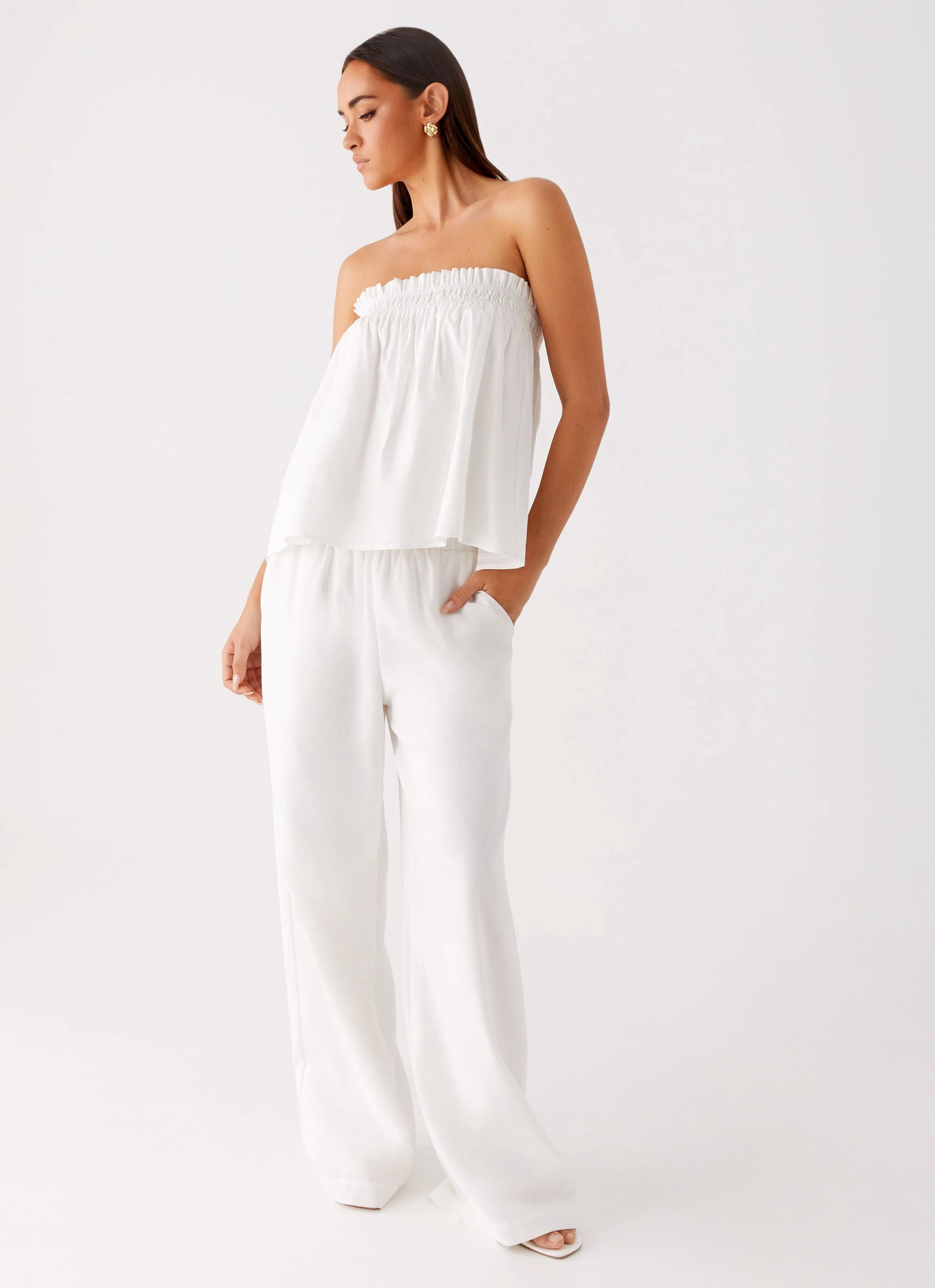 Wynter Babydoll Top - White Soft touch finish Full Coverage Fit