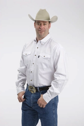 Temperature Regulating Roper Mens White 100% Cotton Button Front BD L/S Shirt